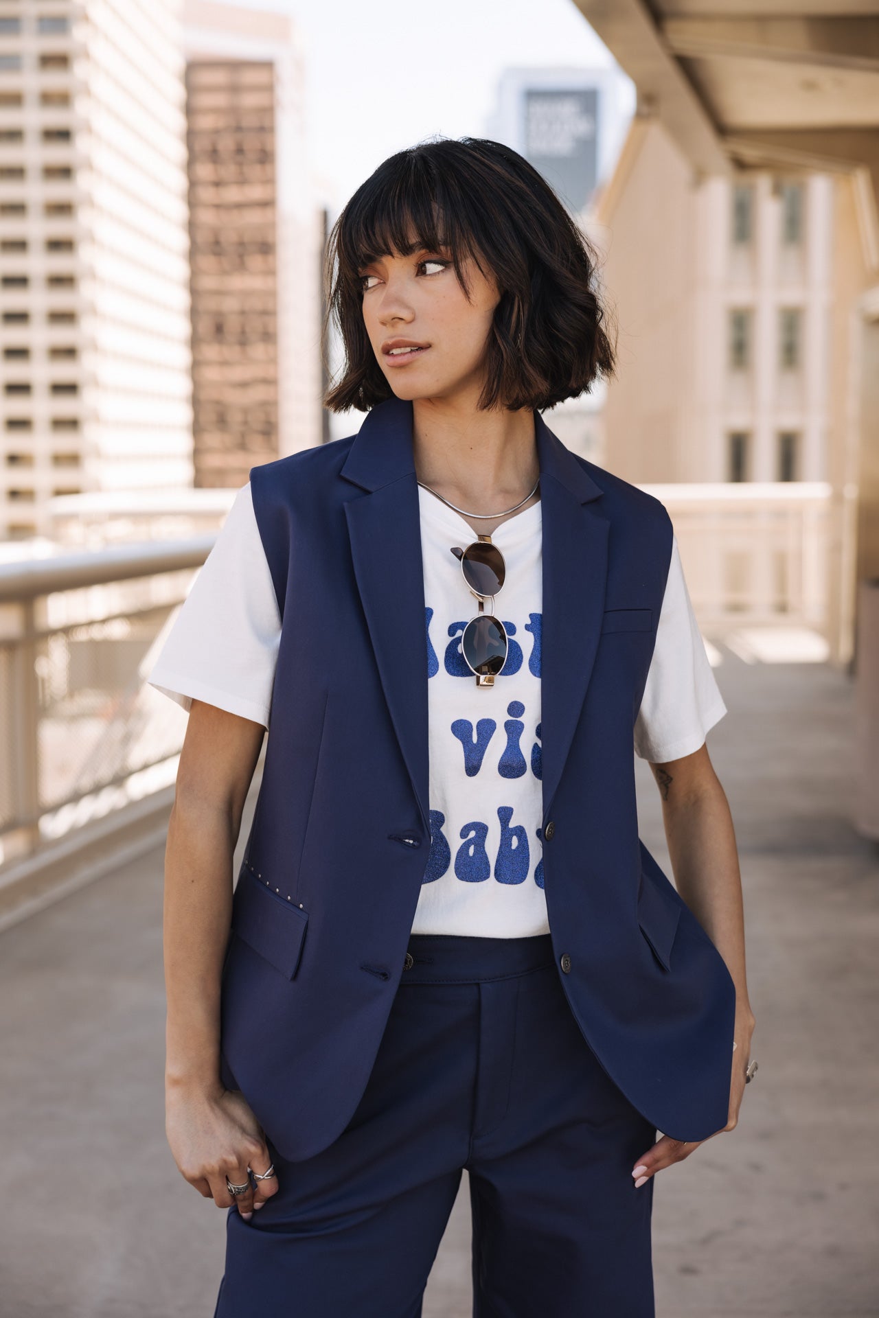 freeman porter Sandra Polyneo Light Blazer sans manches Femme