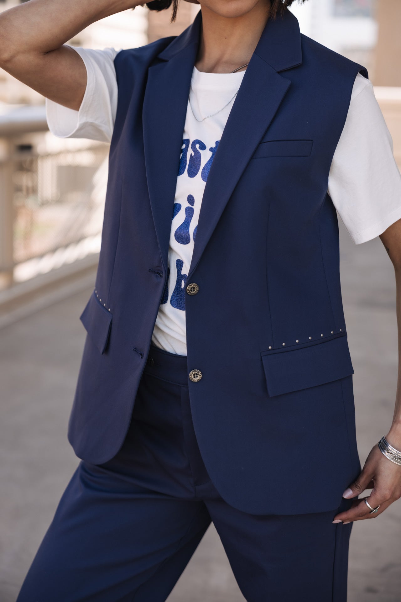 

Sleeveless blazer Woman Sandra Polyneo Light indigo | Freeman T. Porter