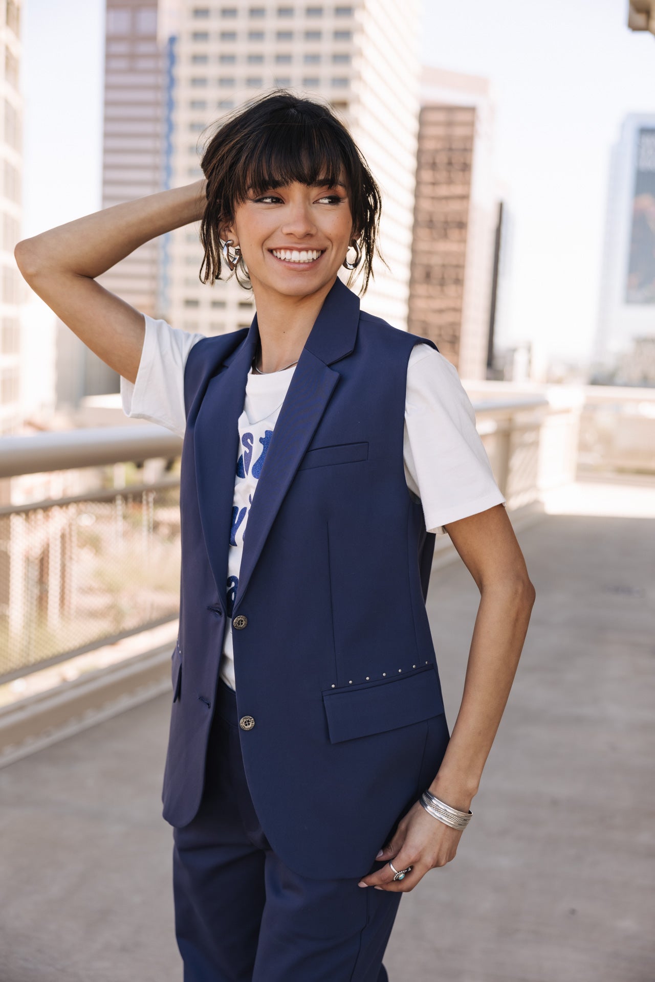 

Sleeveless blazer Woman Sandra Polyneo Light indigo | Freeman T. Porter
