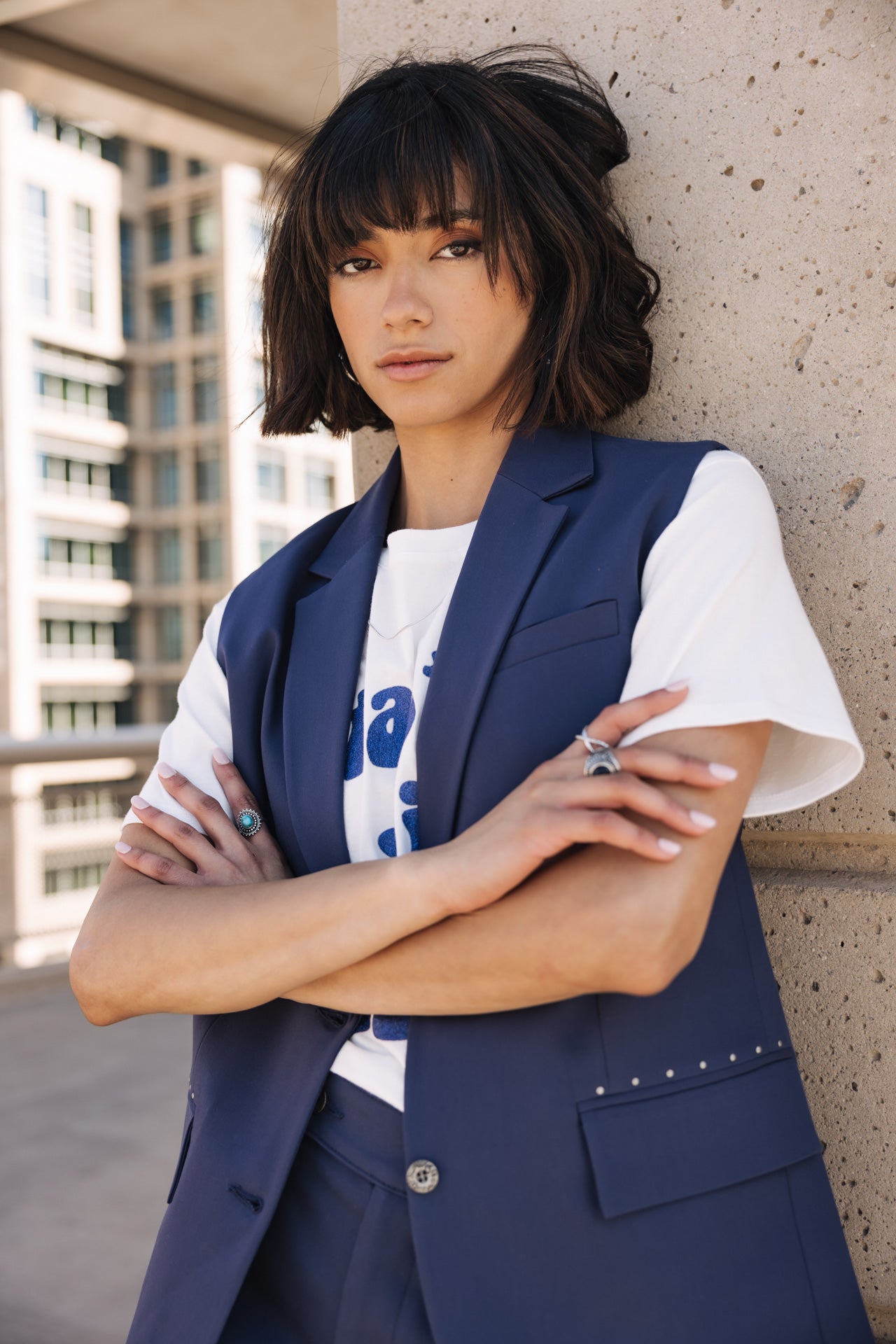 

Sleeveless blazer Woman Sandra Polyneo Light indigo | Freeman T. Porter