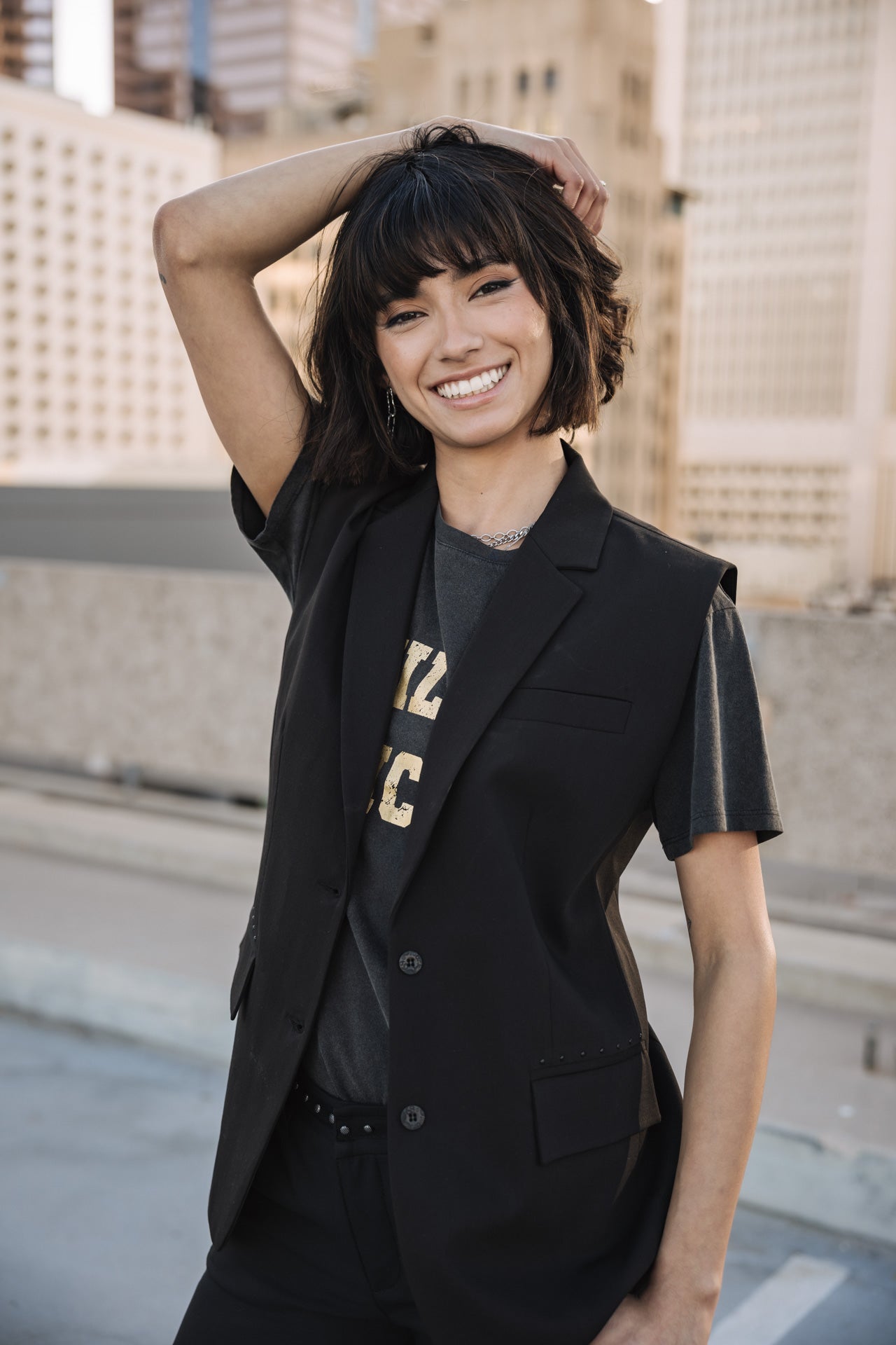   
            

Ärmelloser Blazer Frau Sandra Polyneo black | Freeman T. Porter
          
