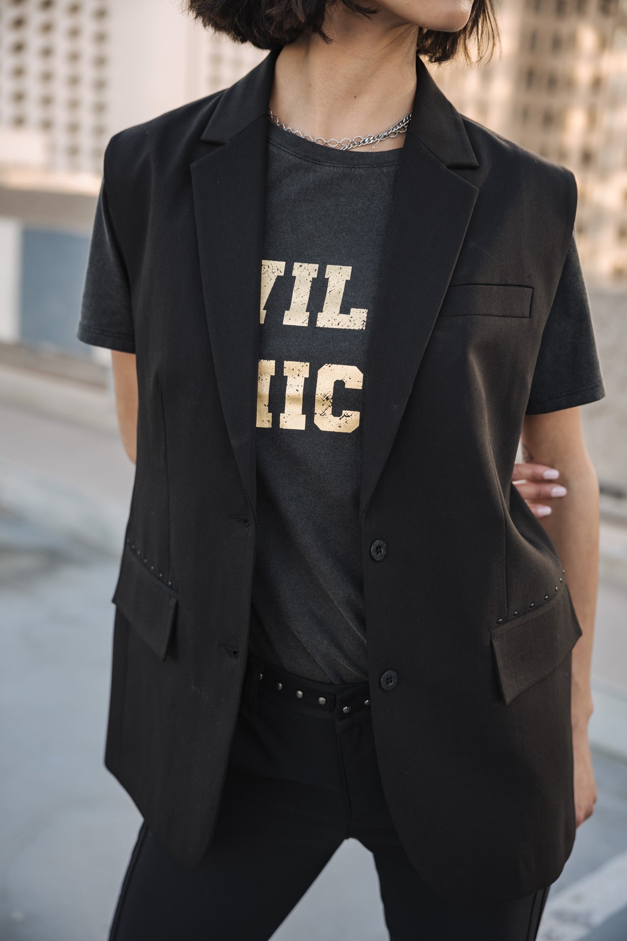 

Sleeveless blazer Woman Sandra Polyneo black | Freeman T. Porter