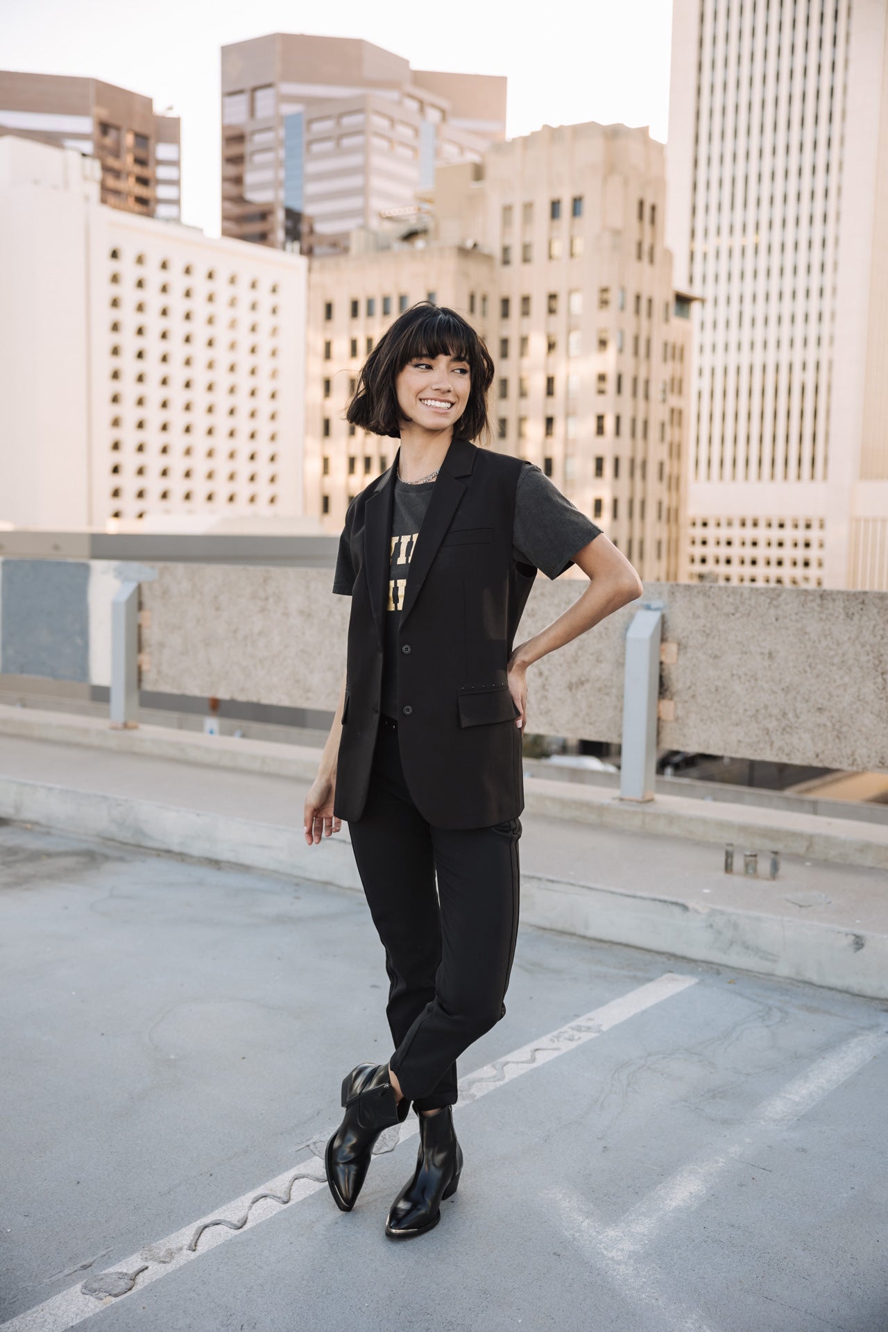 

Sleeveless blazer Woman Sandra Polyneo black | Freeman T. Porter