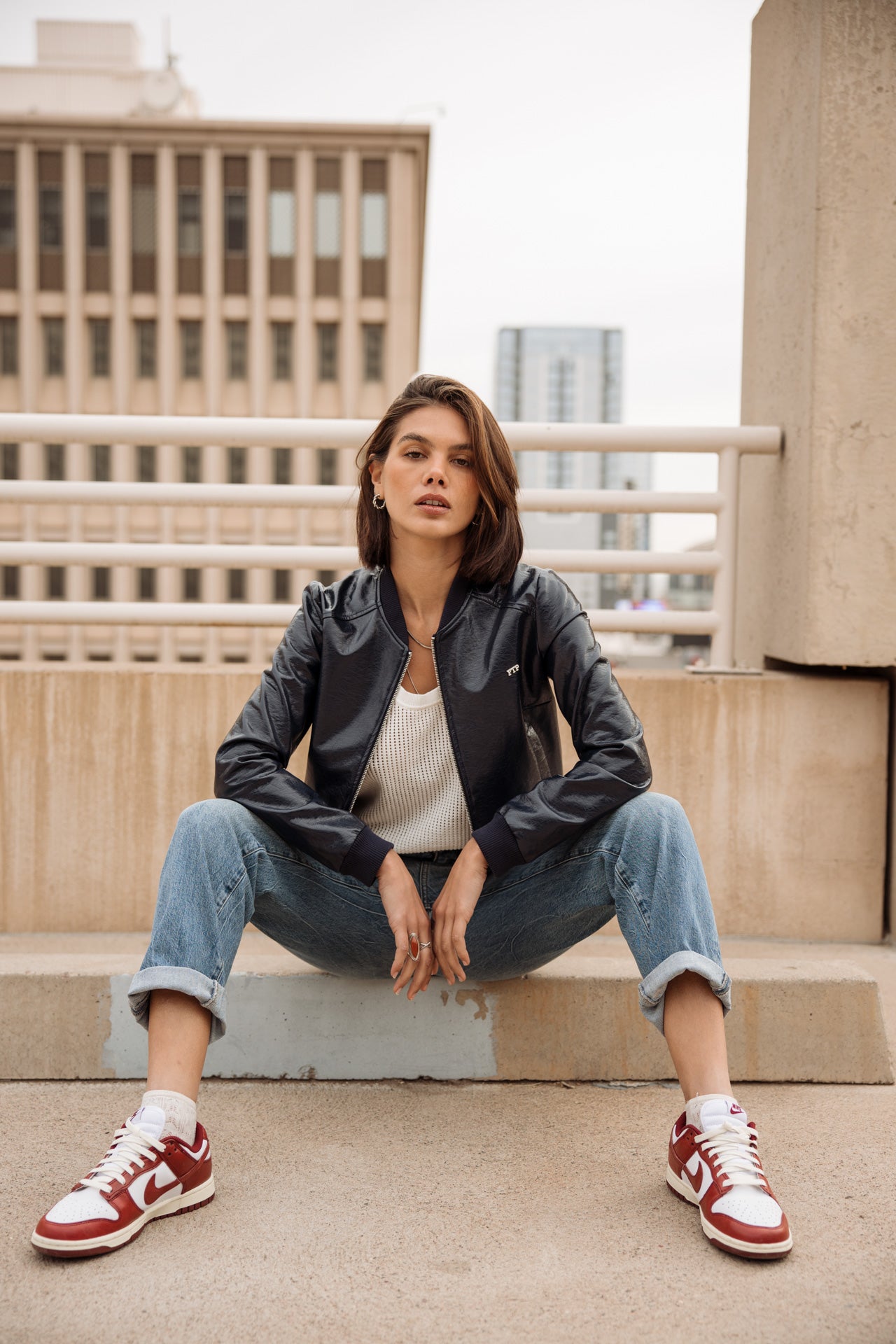 

Leatherette bomber Woman Velona Vynil dark navy | Freeman T. Porter