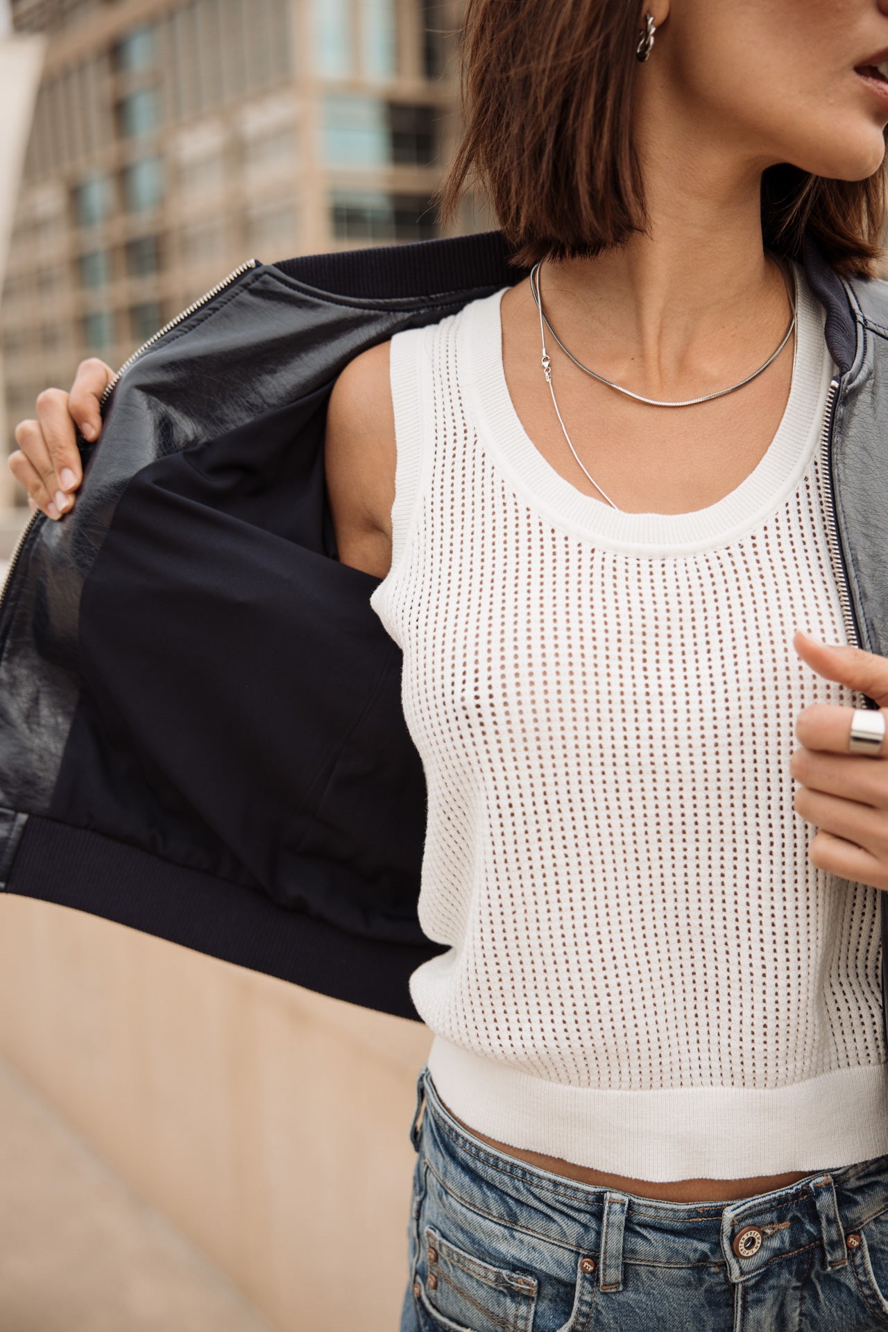 

Leatherette bomber Woman Velona Vynil dark navy | Freeman T. Porter