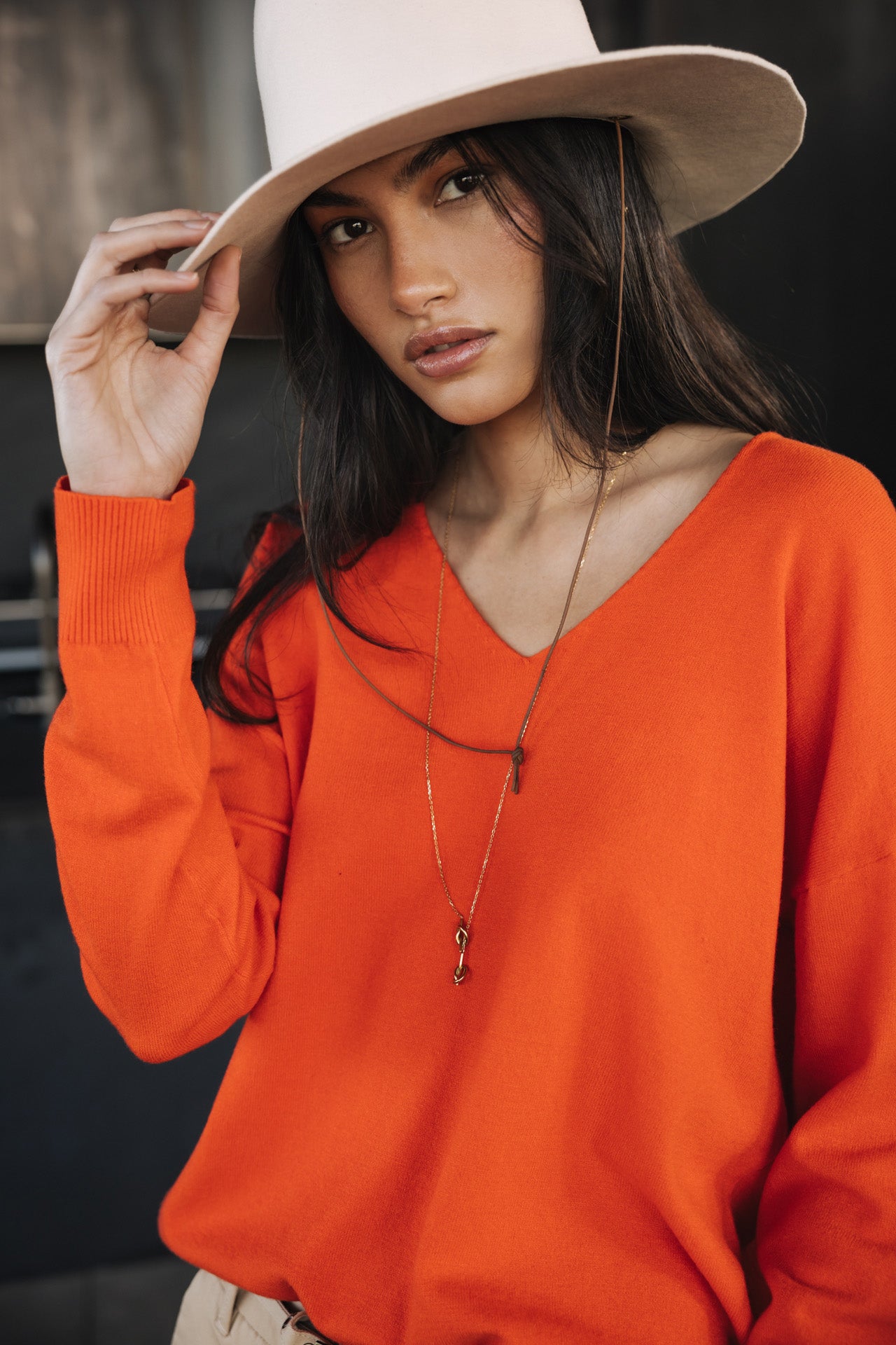 

Jersey con cuello en V Mujer Isabel Summer orange | Freeman T. Porter