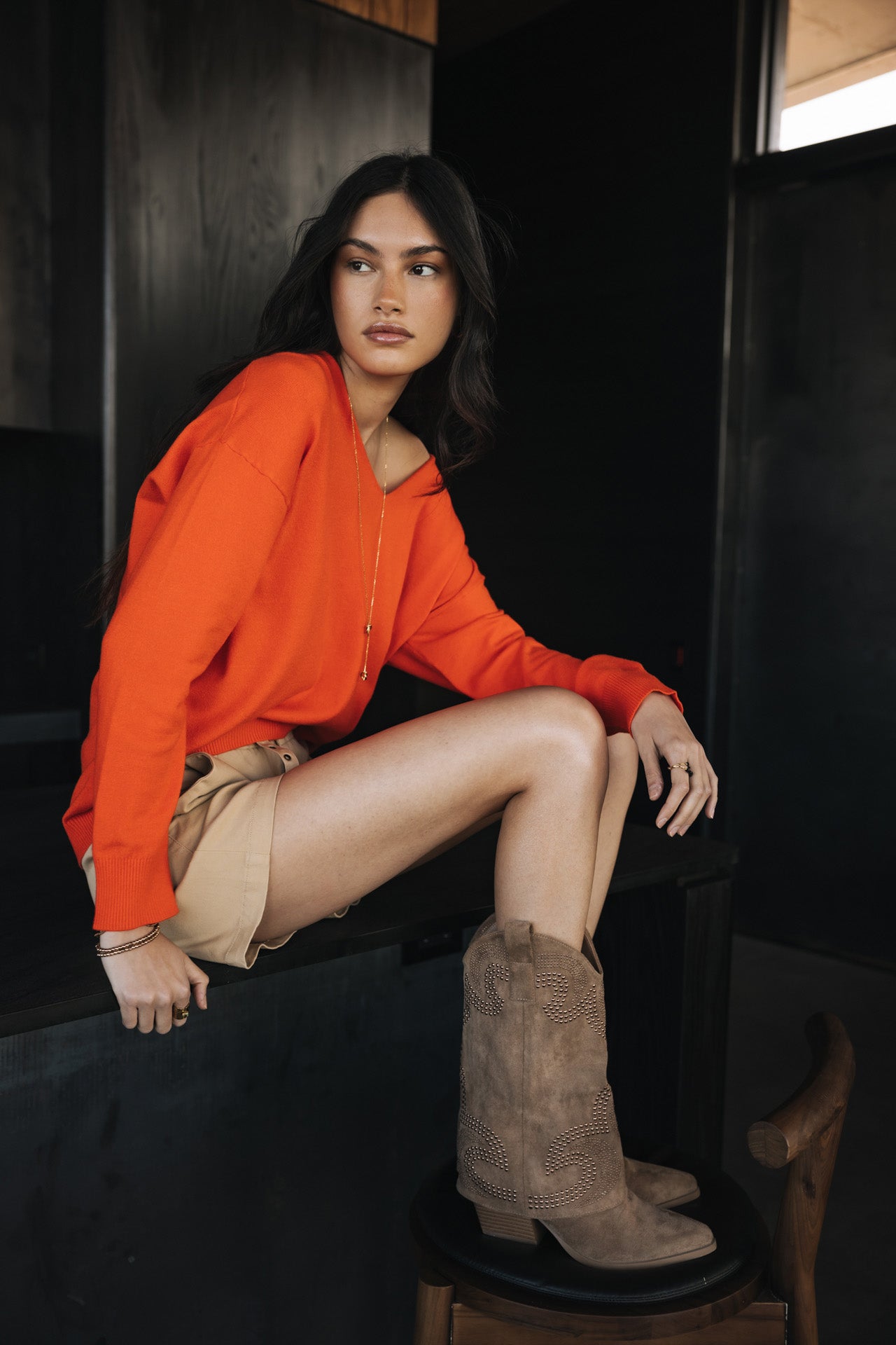 

Jersey con cuello en V Mujer Isabel Summer orange | Freeman T. Porter