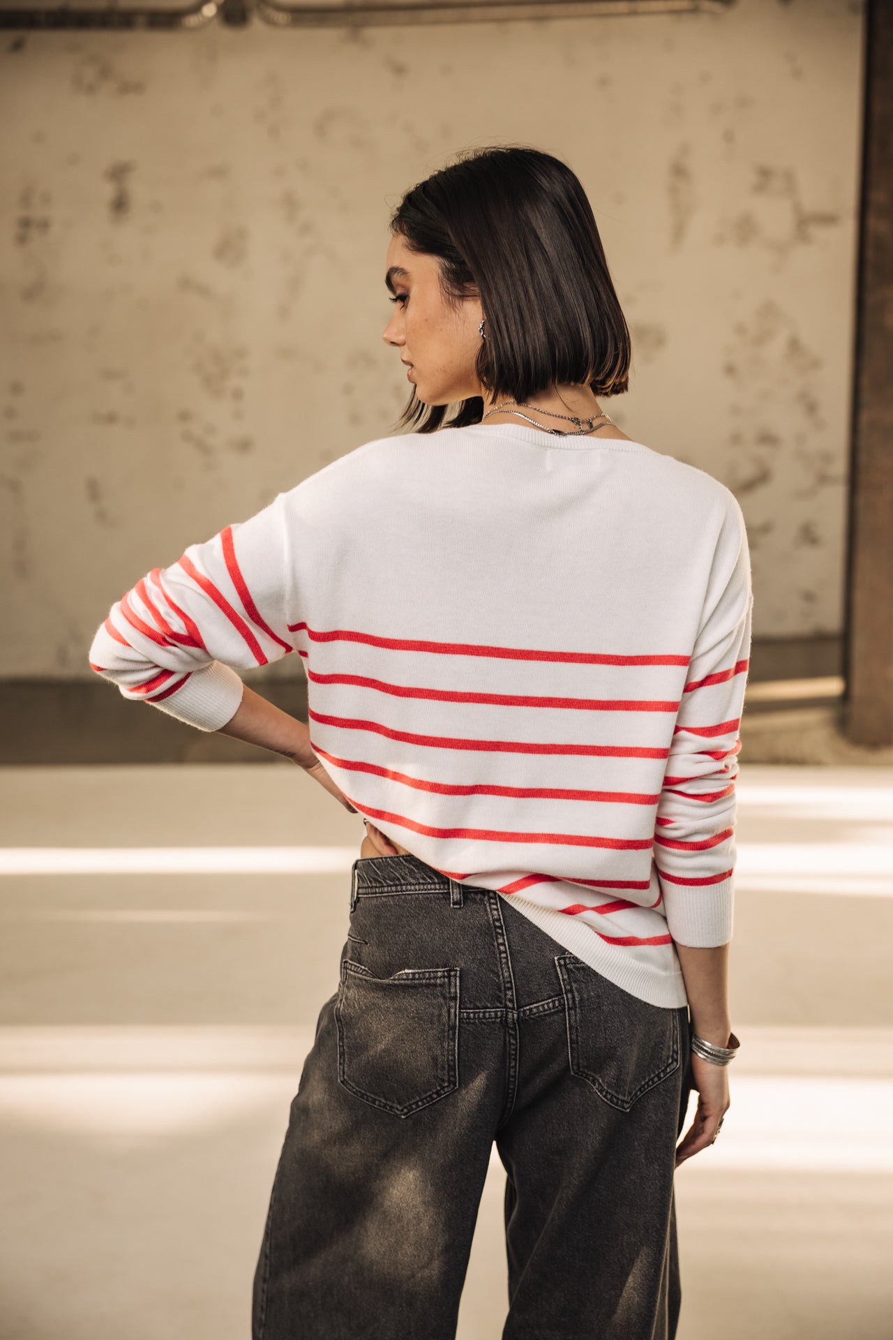 

Marinière-Pullover Frau Isabel Stripes tangerine tango | Freeman T. Porter