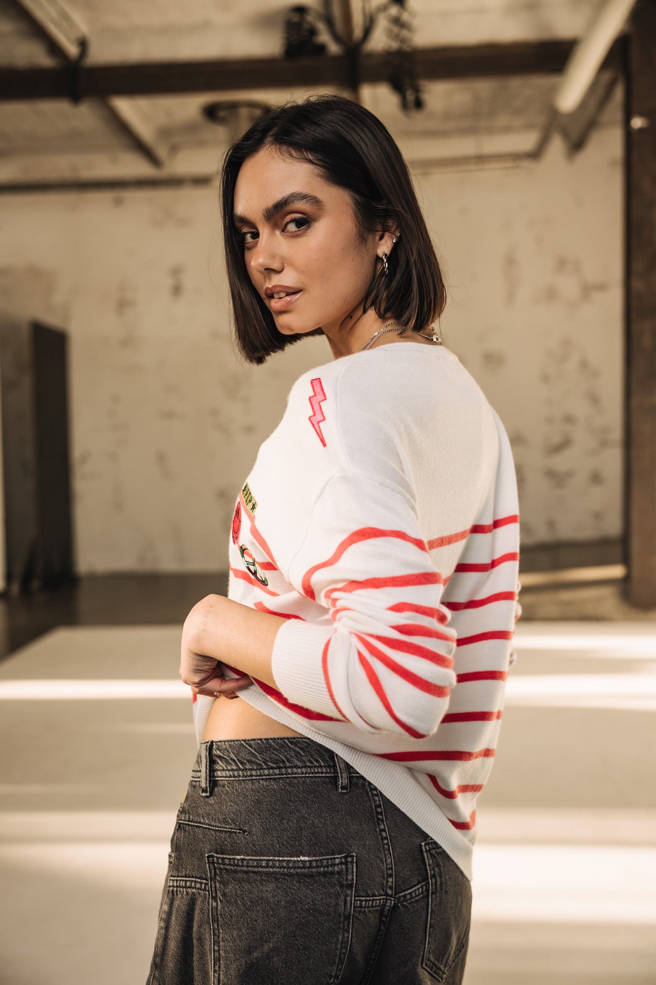 

Marinière-Pullover Frau Isabel Stripes tangerine tango | Freeman T. Porter