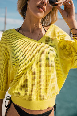 

Pull loose en maille ajouré  Femme Paross light yellow | Freeman T. Porter