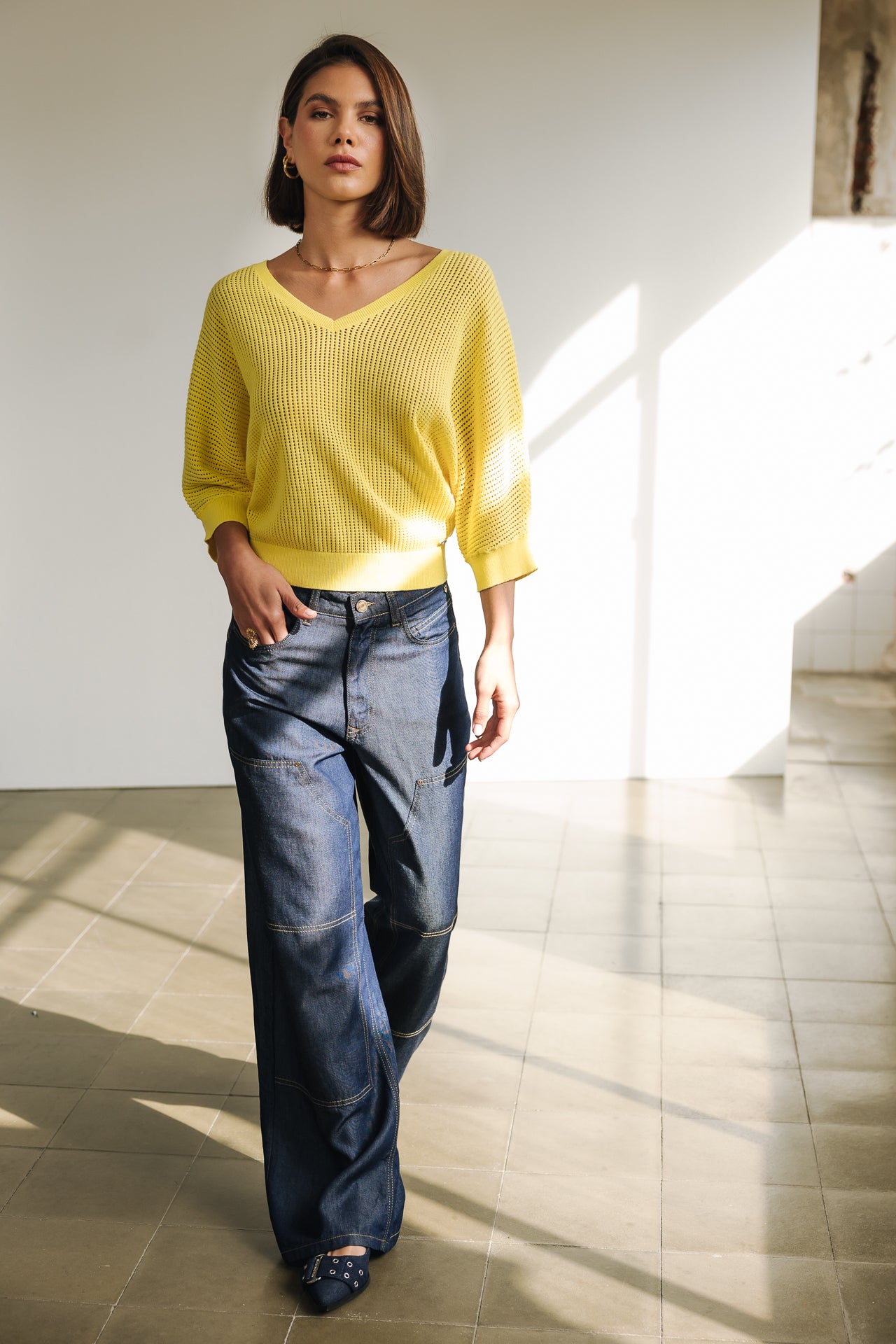 

Pull en résille Femme Paross light yellow | Freeman T. Porter