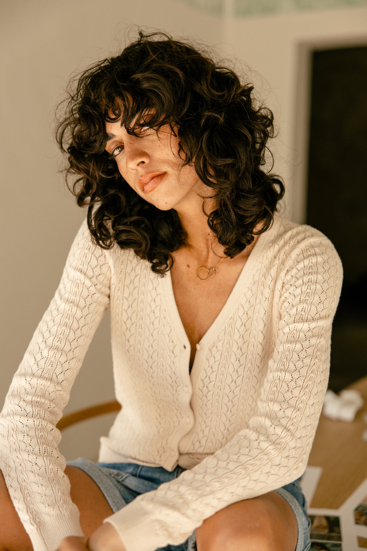 

Cardigan ajusté Femme Garel Pointelle ficelle | Freeman T. Porter