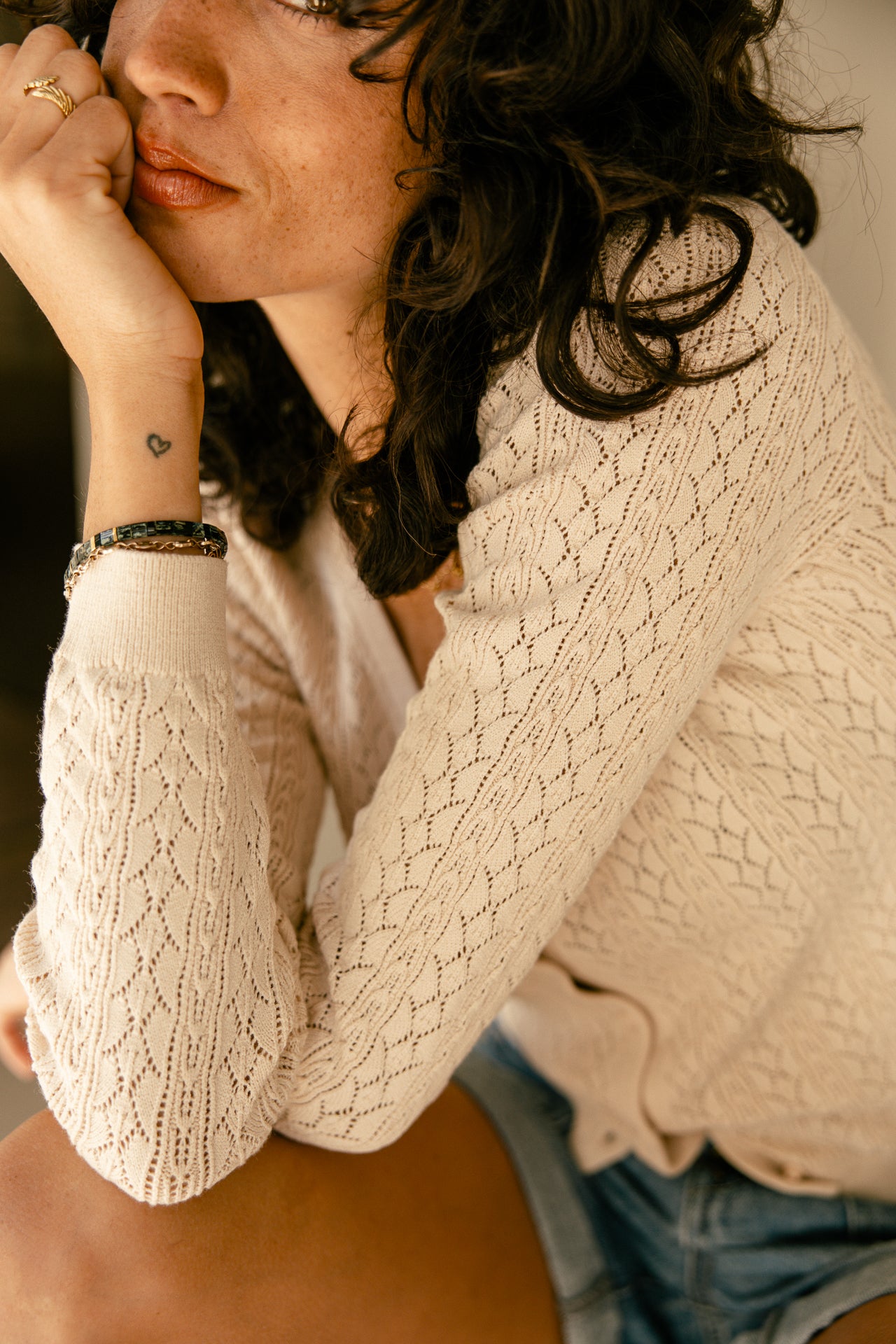 

Cardigan ajusté Femme Garel Pointelle ficelle | Freeman T. Porter