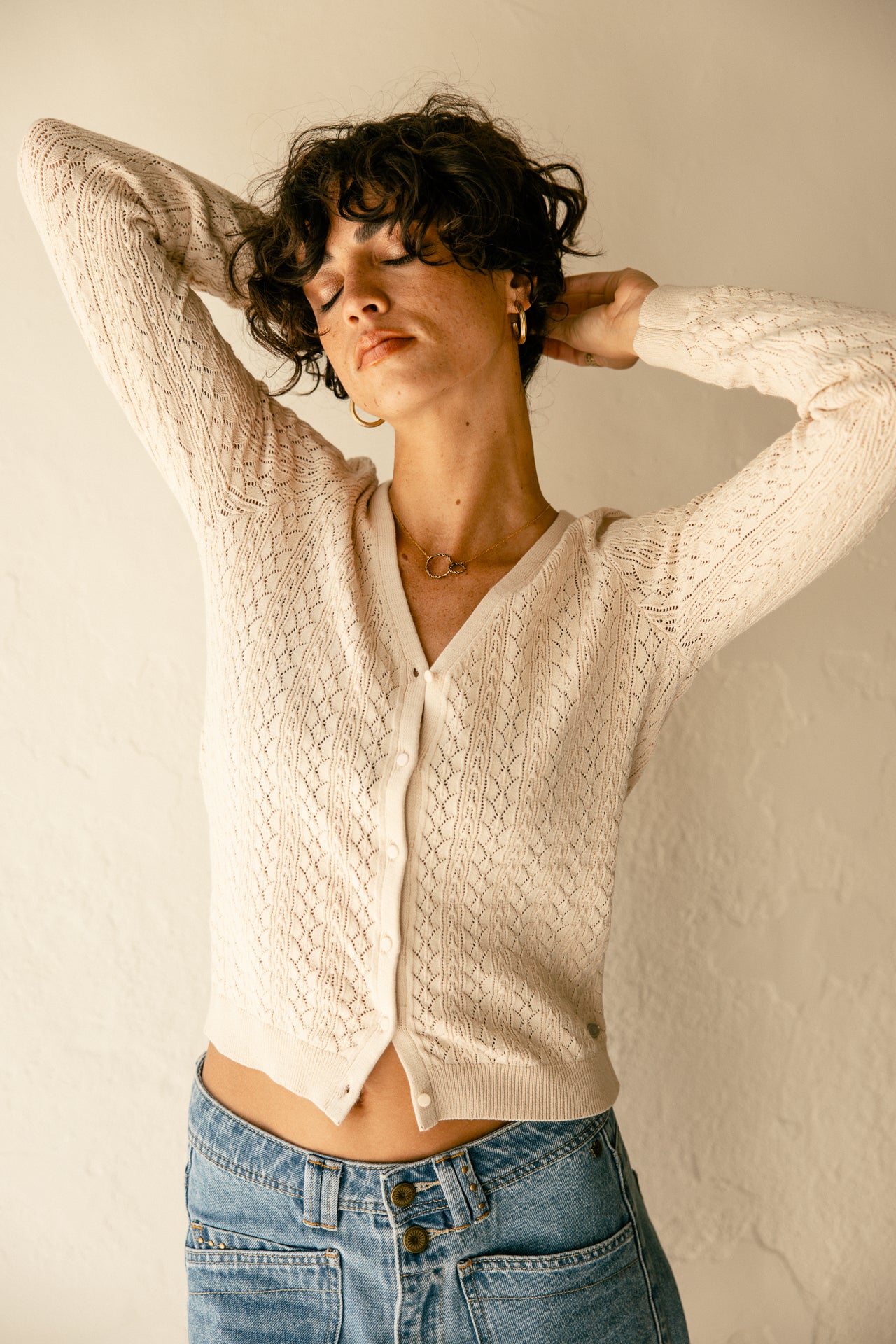 

Cardigan ajusté Femme Garel Pointelle ficelle | Freeman T. Porter