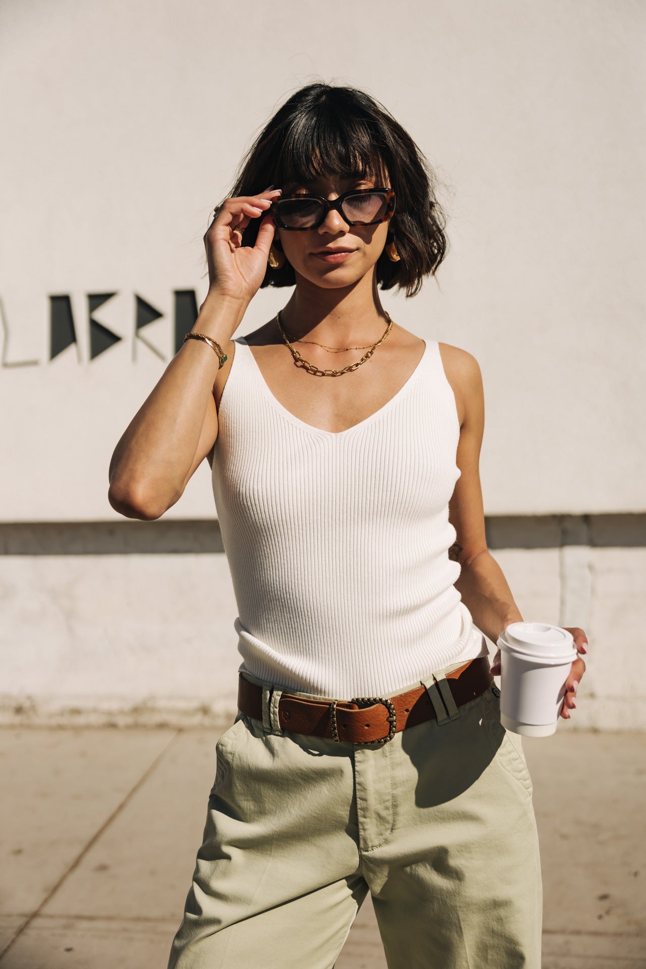

V-neck tank top Woman Doriana Rib off white | Freeman T. Porter