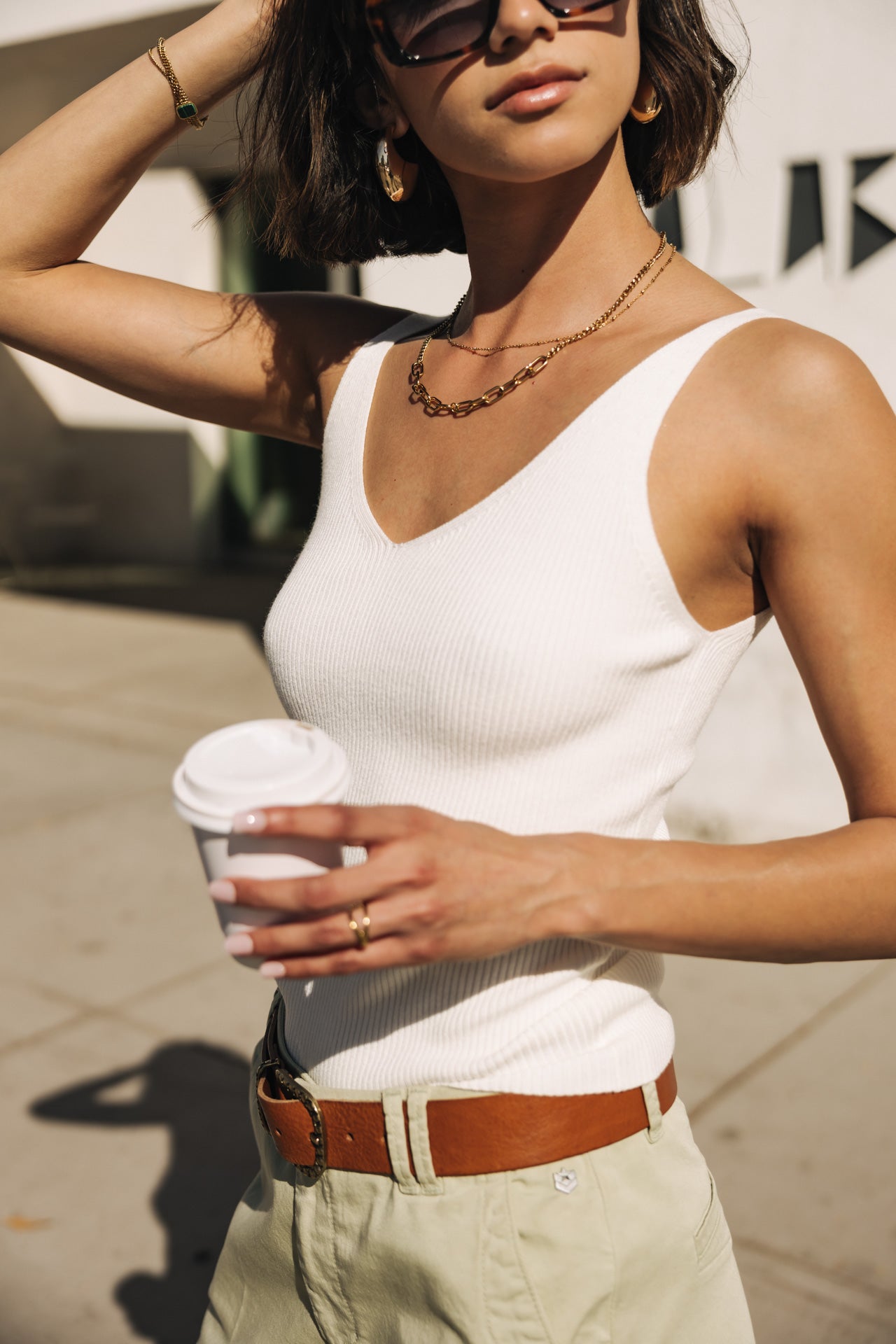 

V-neck tank top Woman Doriana Rib off white | Freeman T. Porter