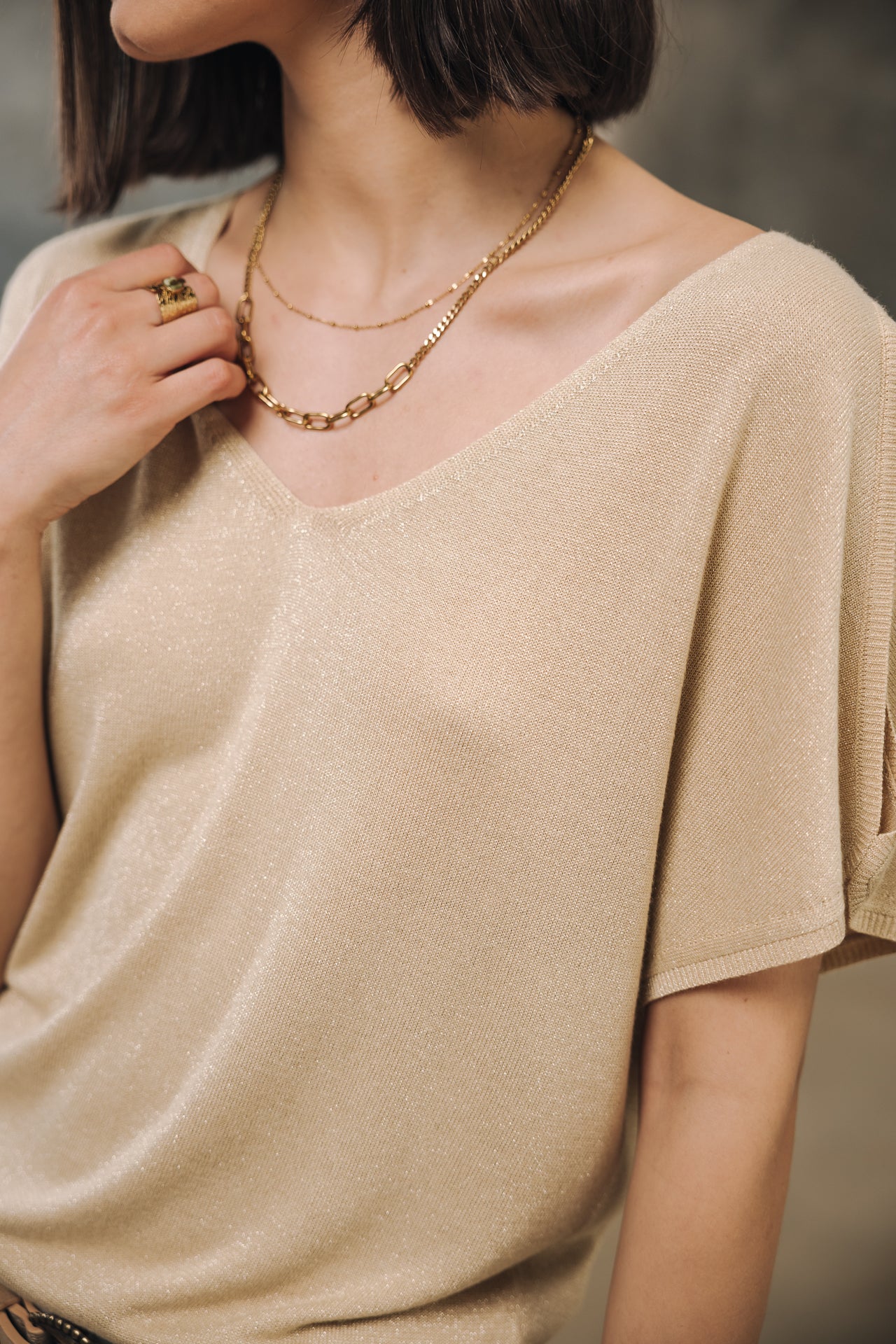 

Pull épaule dénudées Femme Paige Lurex light gold | Freeman T. Porter