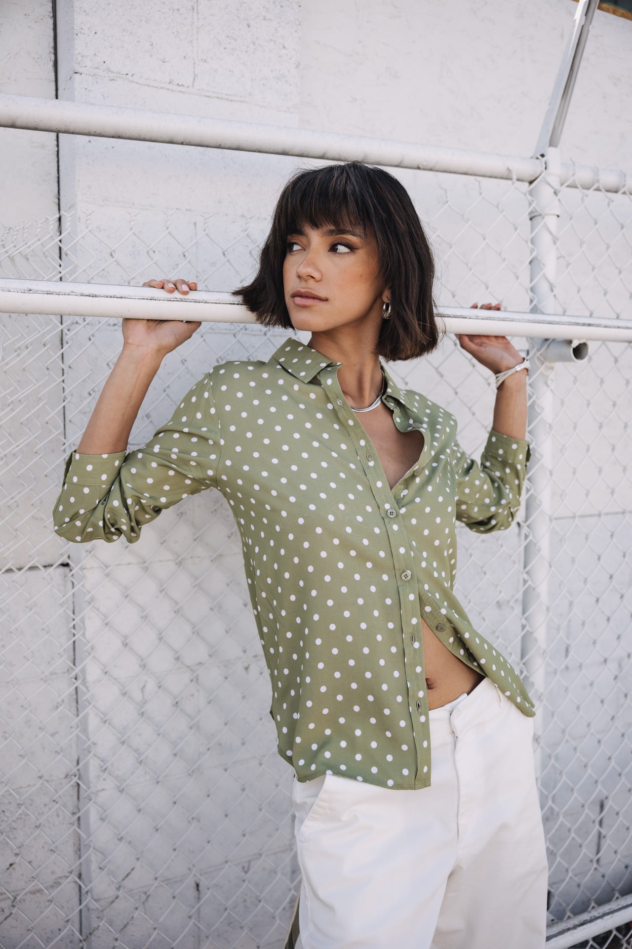   
            

Chemise à pois Femme Katy Dots light khaki | Freeman T. Porter
          