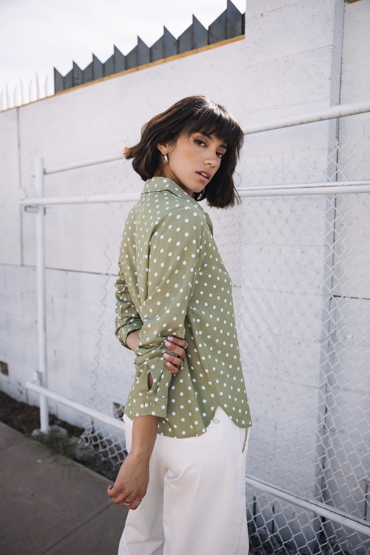 

Chemise à pois Femme Katy Dots light khaki | Freeman T. Porter