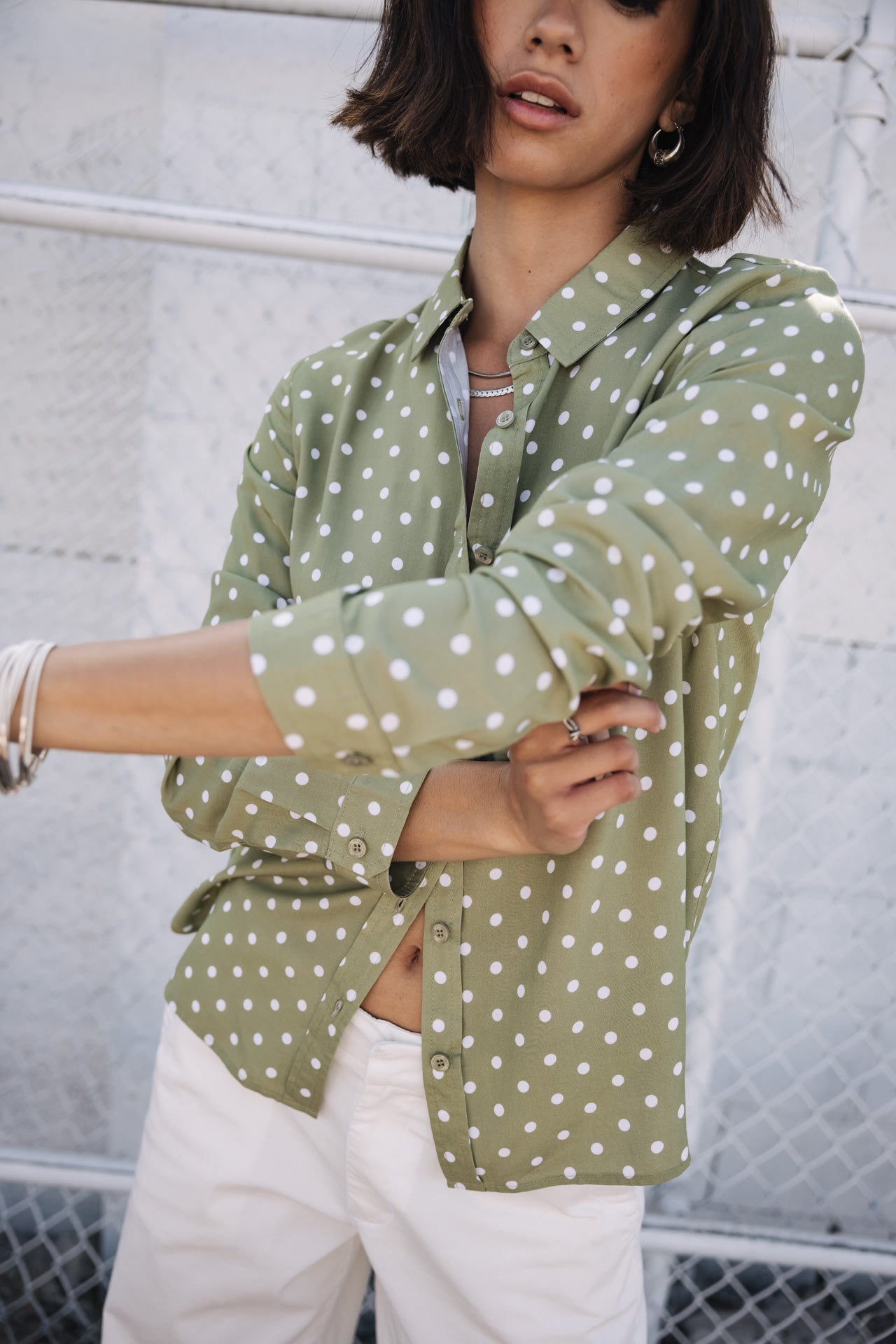 

Chemise à pois Femme Katy Dots light khaki | Freeman T. Porter
