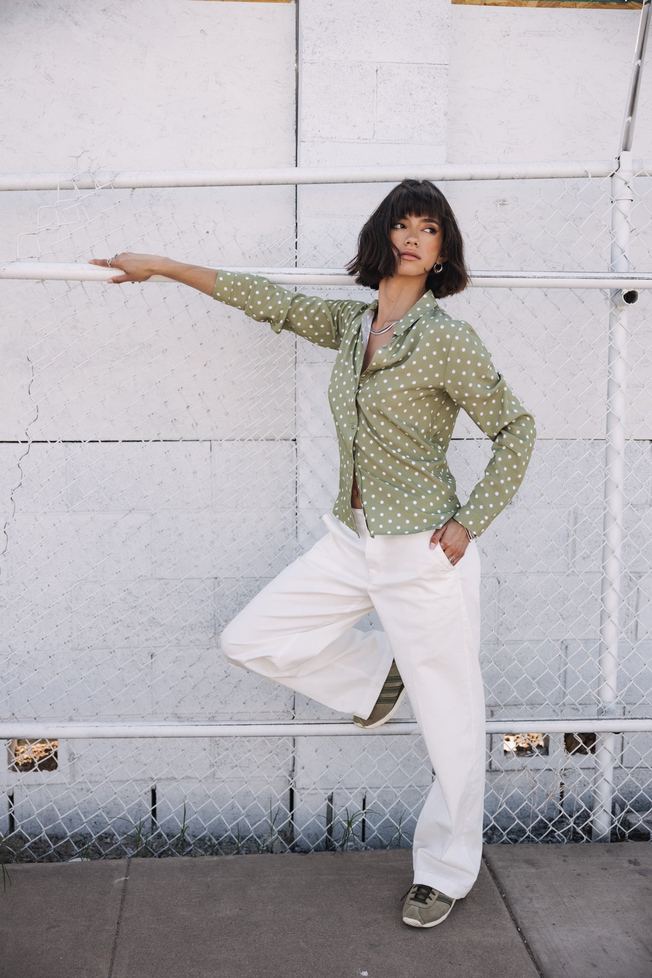 

Chemise à pois Femme Katy Dots light khaki | Freeman T. Porter
