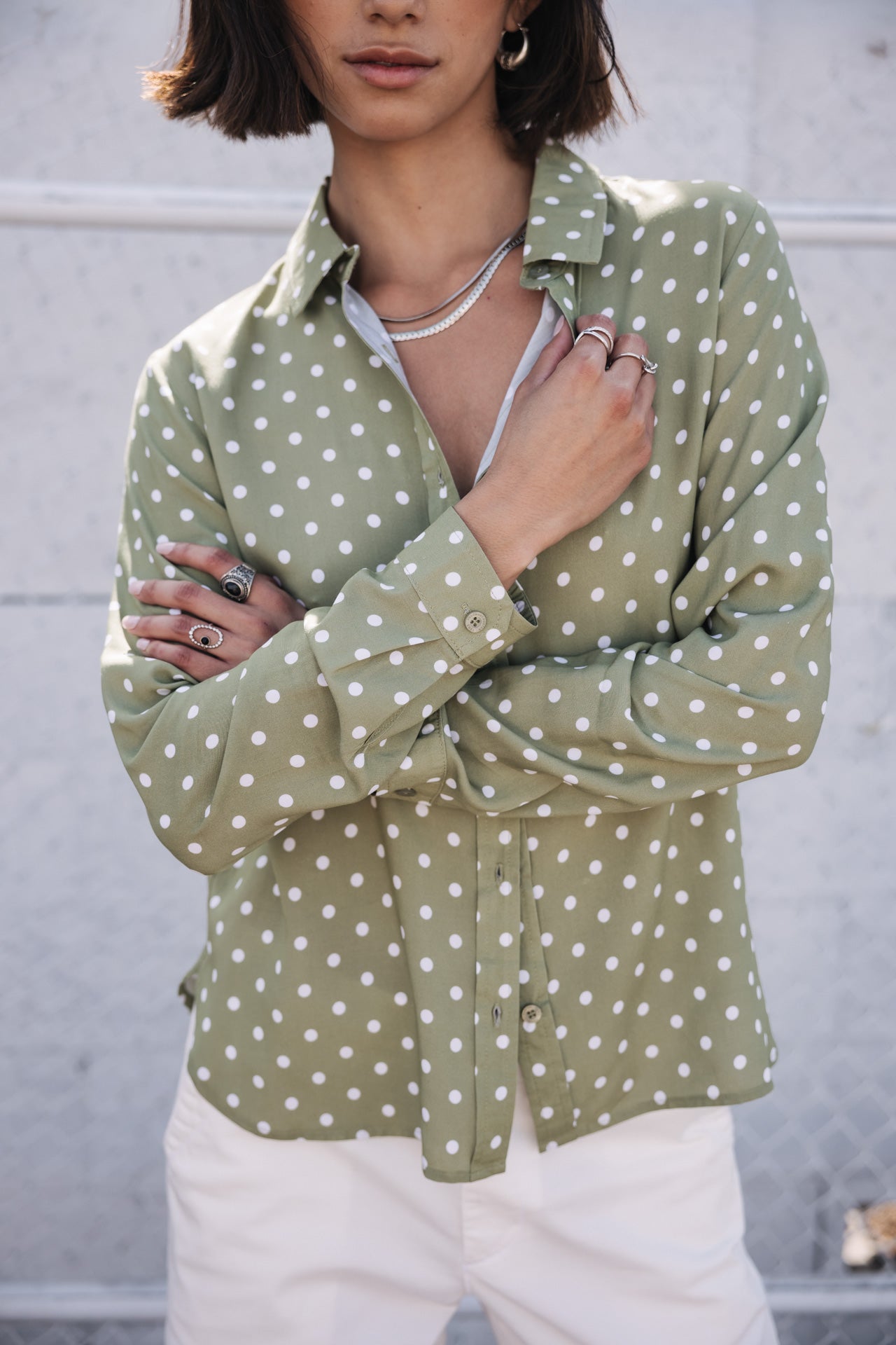 

Chemise à pois Femme Katy Dots light khaki | Freeman T. Porter