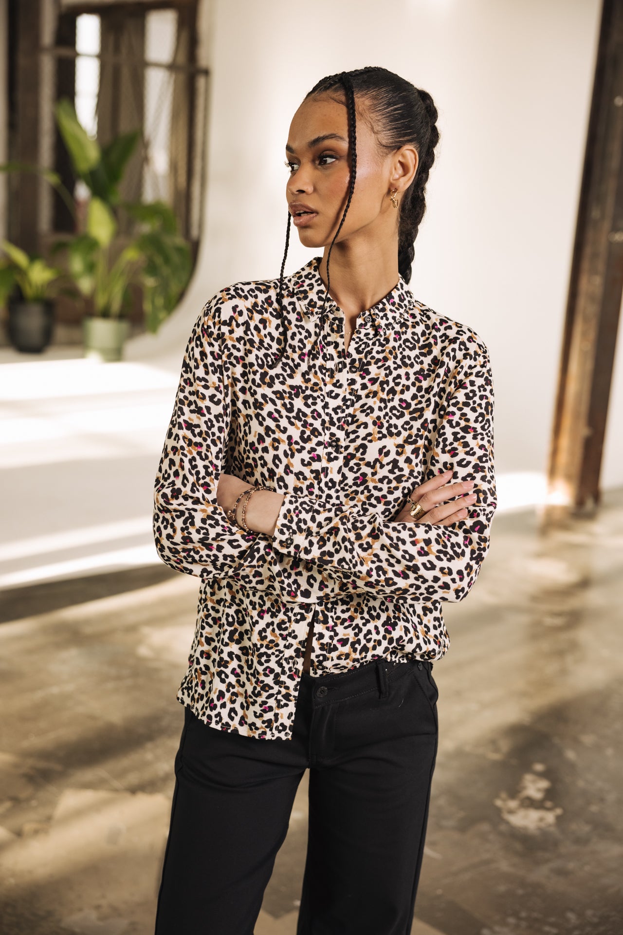 freeman porter Katy Leo Sand Chemise imprimée léopard Femme
