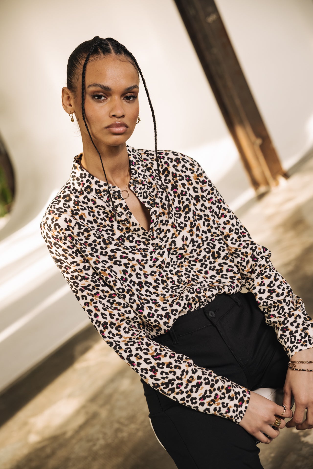 

Leopard print shirt Woman Katy Leo Sand pearled ivory | Freeman T. Porter