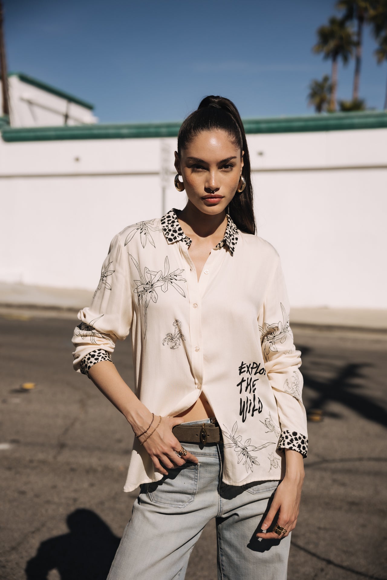 

Camisa estampada Mujer Katy Sahara Trip pearled ivory | Freeman T. Porter