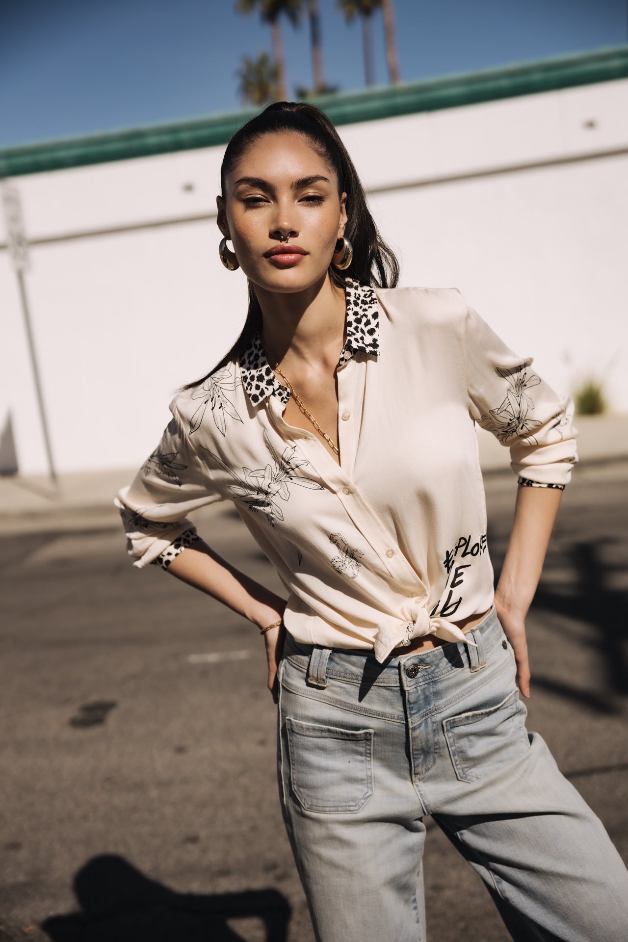 

Camisa estampada Mujer Katy Sahara Trip pearled ivory | Freeman T. Porter