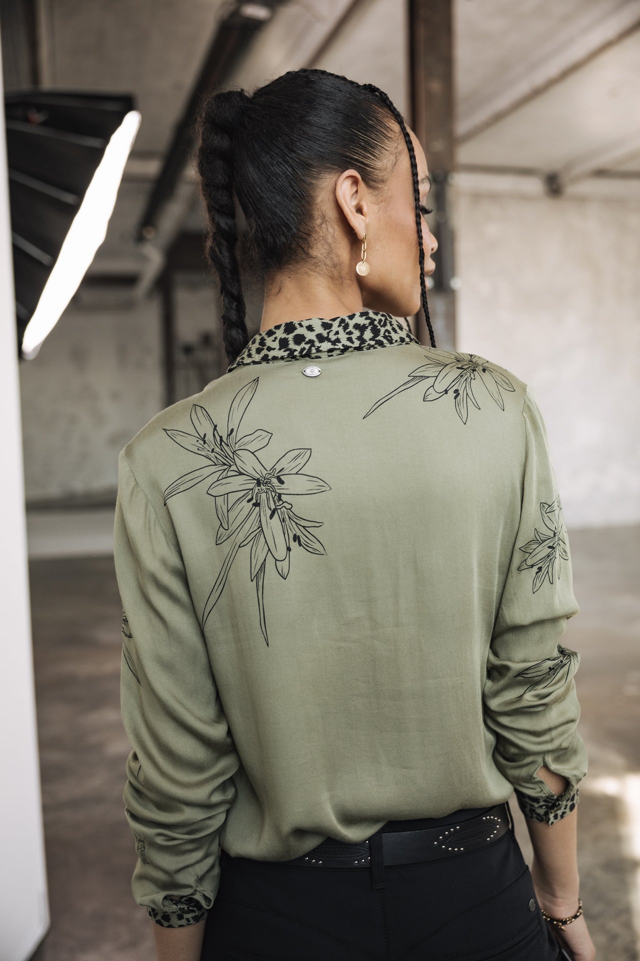 

Printed Shirt Woman Katy Sahara Trip deep lichen green | Freeman T. Porter