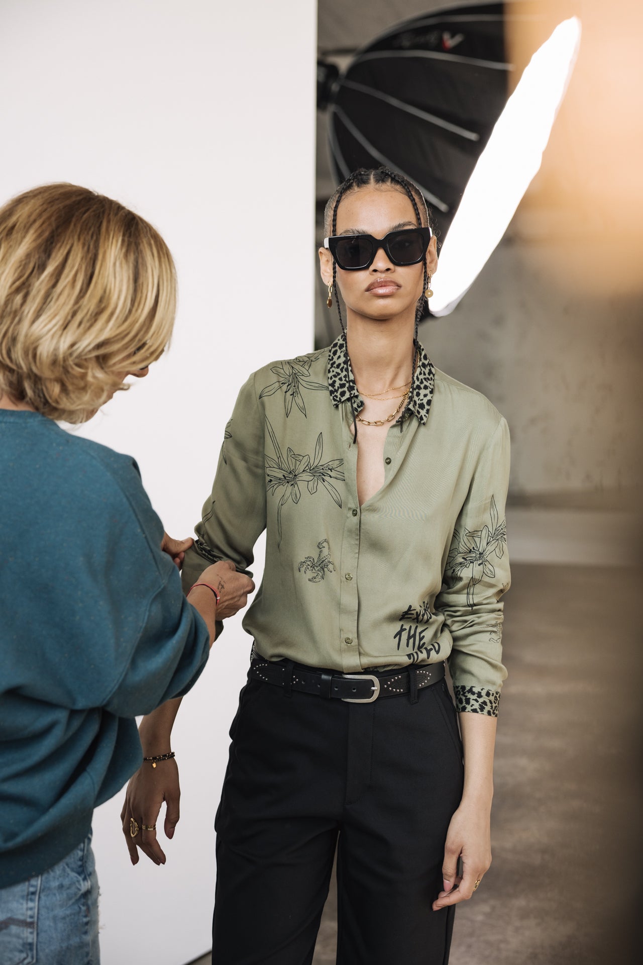 

Printed Shirt Woman Katy Sahara Trip deep lichen green | Freeman T. Porter