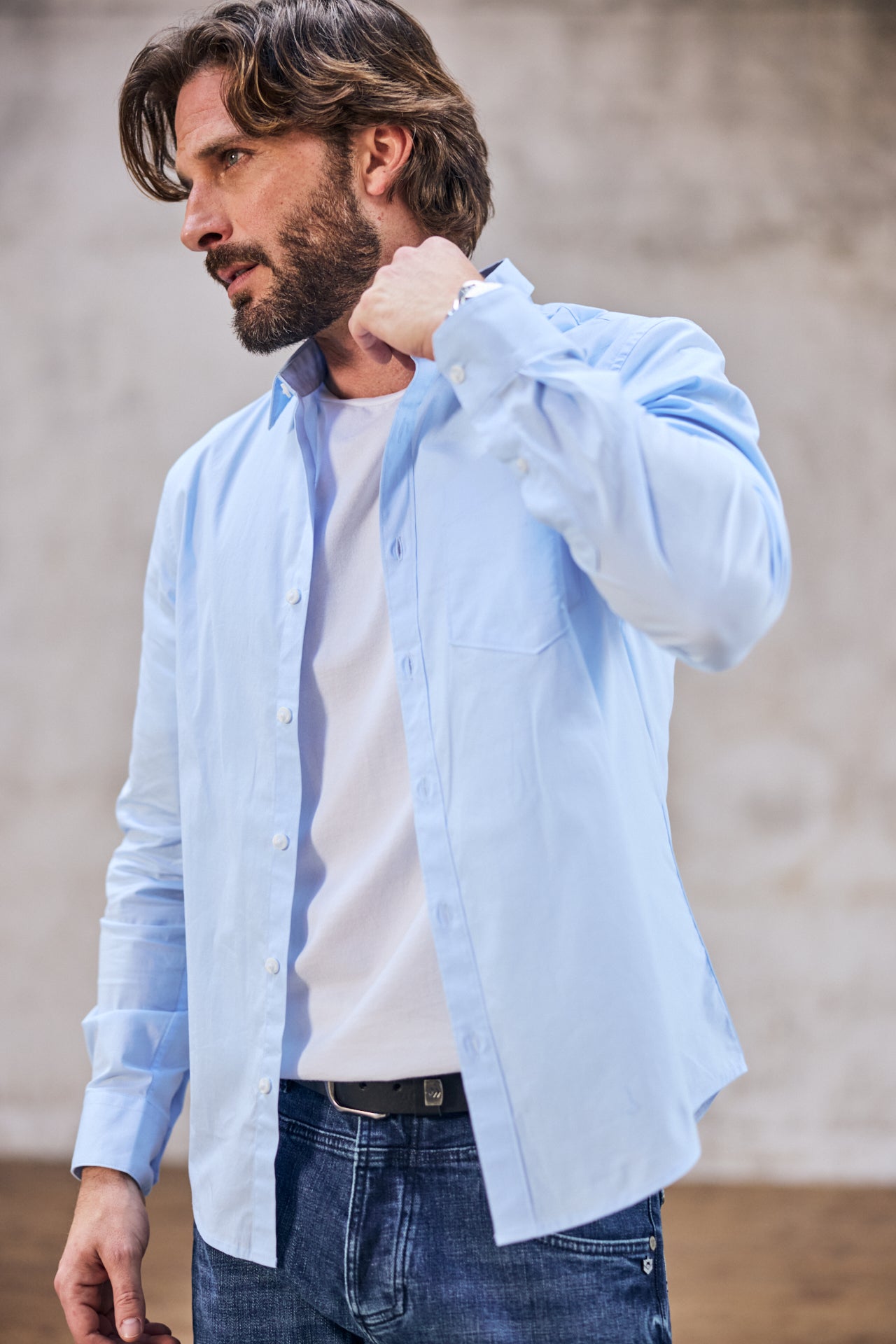 

Straight Shirt Mann Jeremiah Pop Stretch skyway | Freeman T. Porter