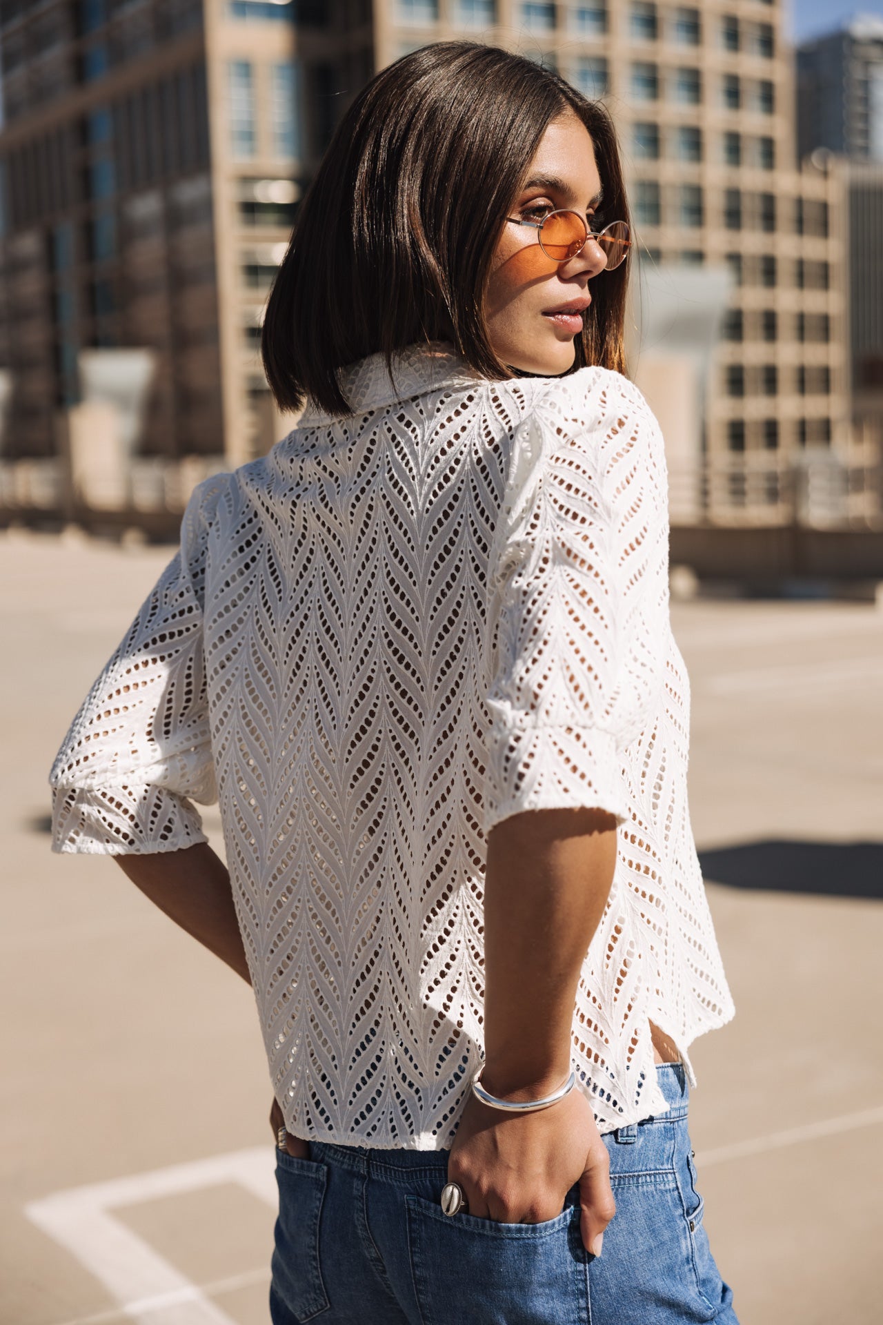 

Chemise en broderie anglaise Femme Cresia white | Freeman T. Porter