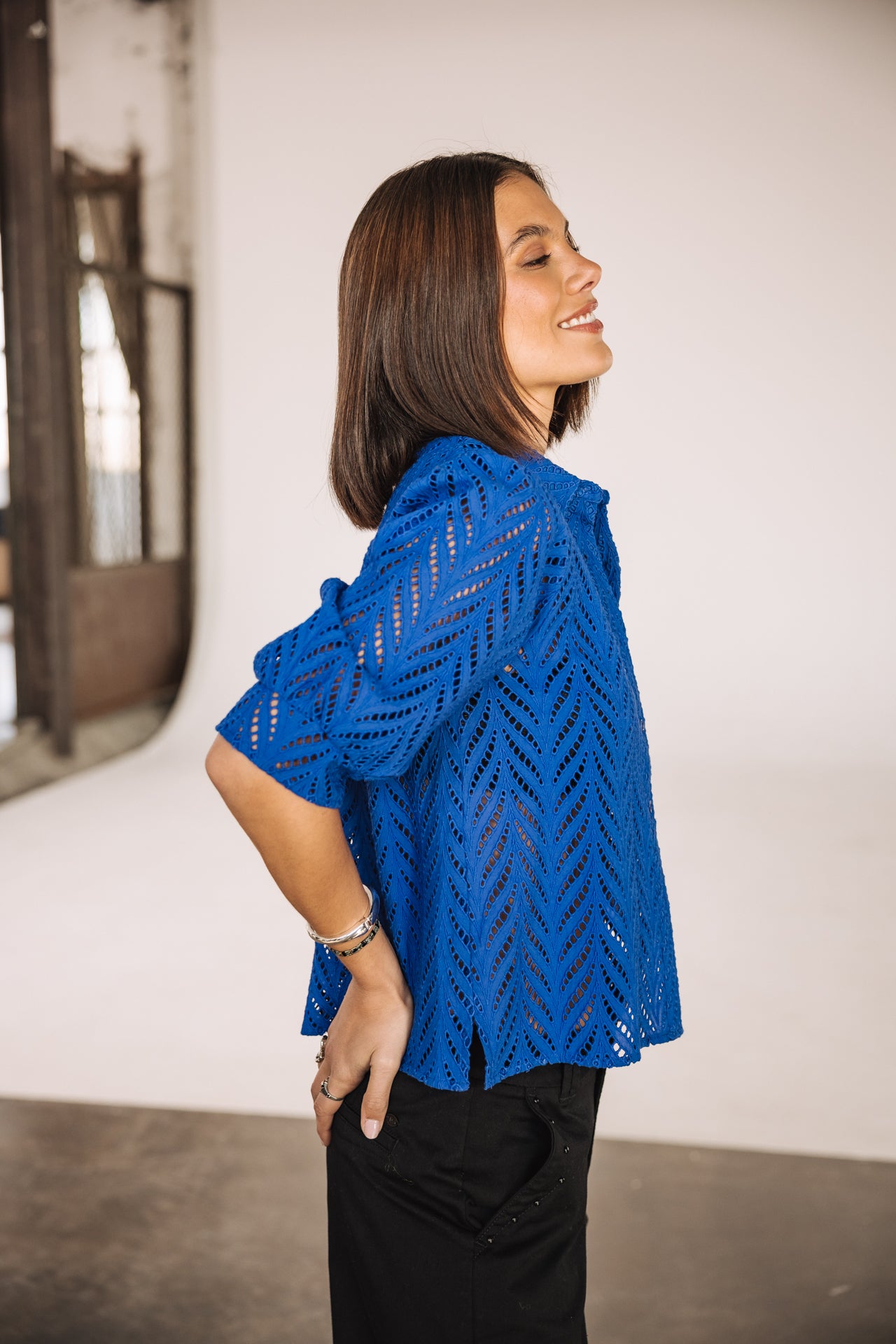 

Chemise en broderie anglaise Femme Cresia dazzling blue | Freeman T. Porter