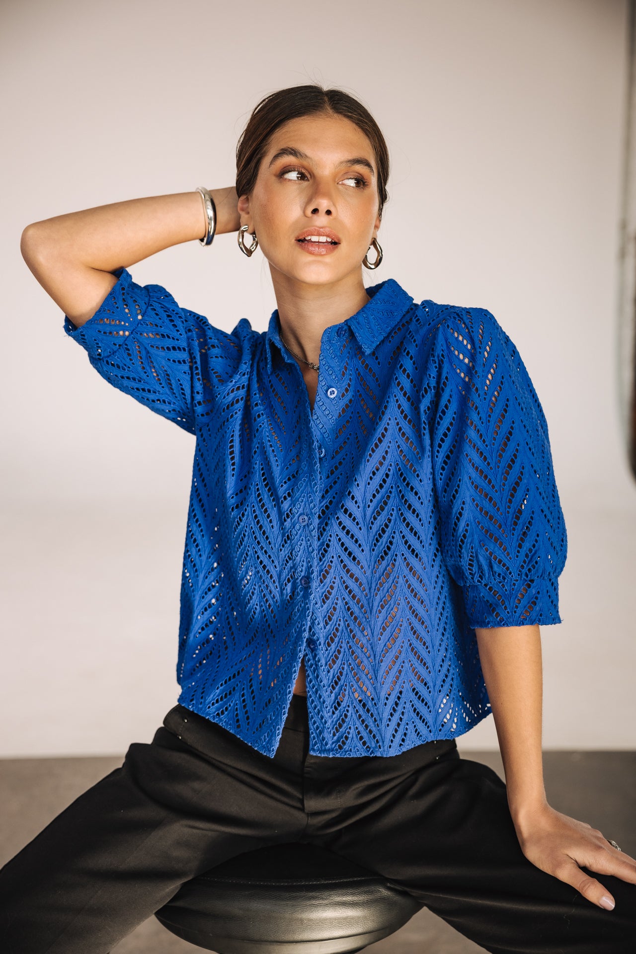 

Chemise en broderie anglaise Femme Cresia dazzling blue | Freeman T. Porter