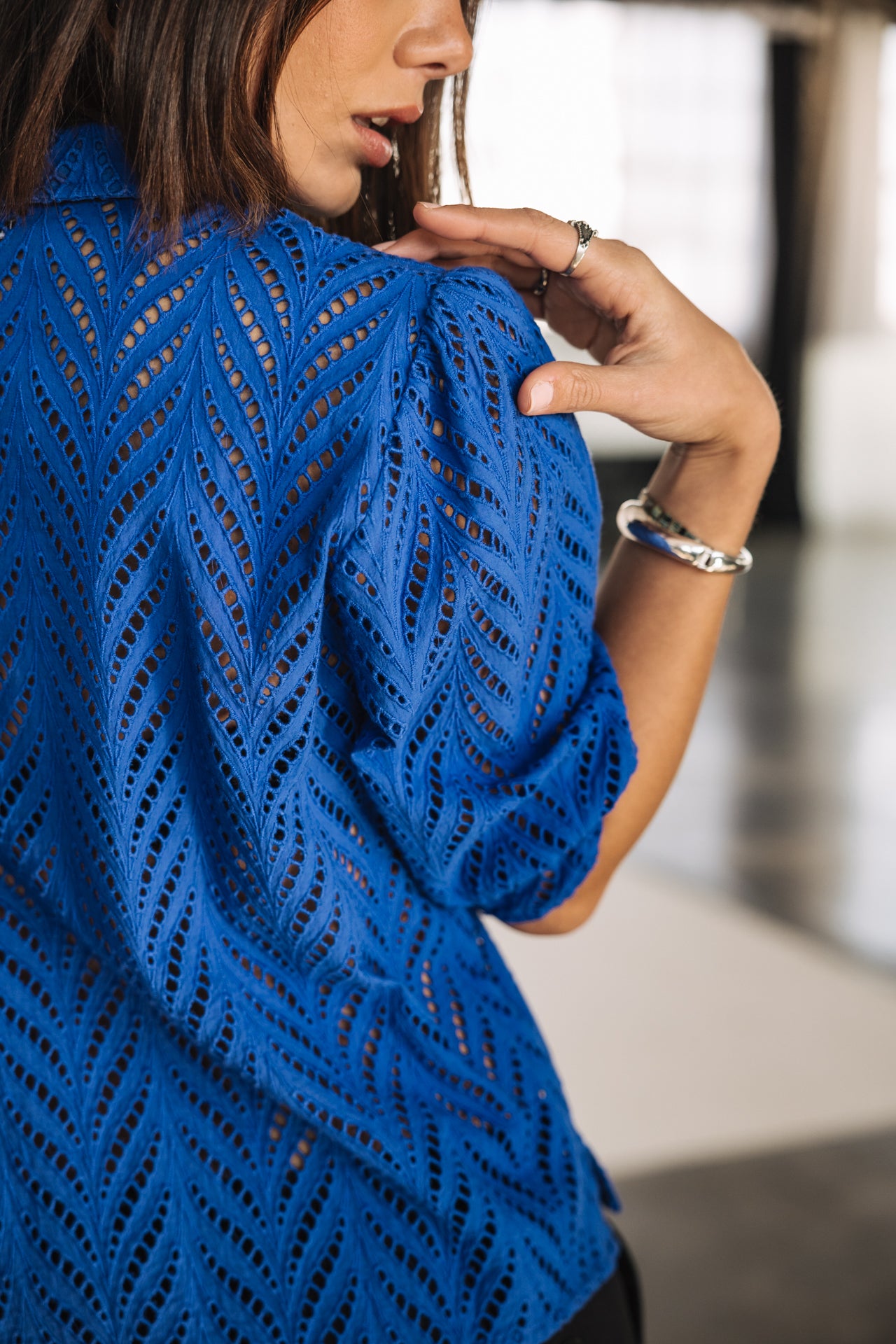 

Chemise en broderie anglaise Femme Cresia dazzling blue | Freeman T. Porter