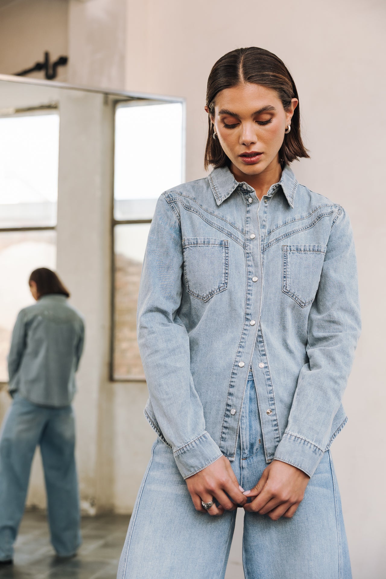 

Camisa con tachuelas Mujer Irina Denim wenit light | Freeman T. Porter