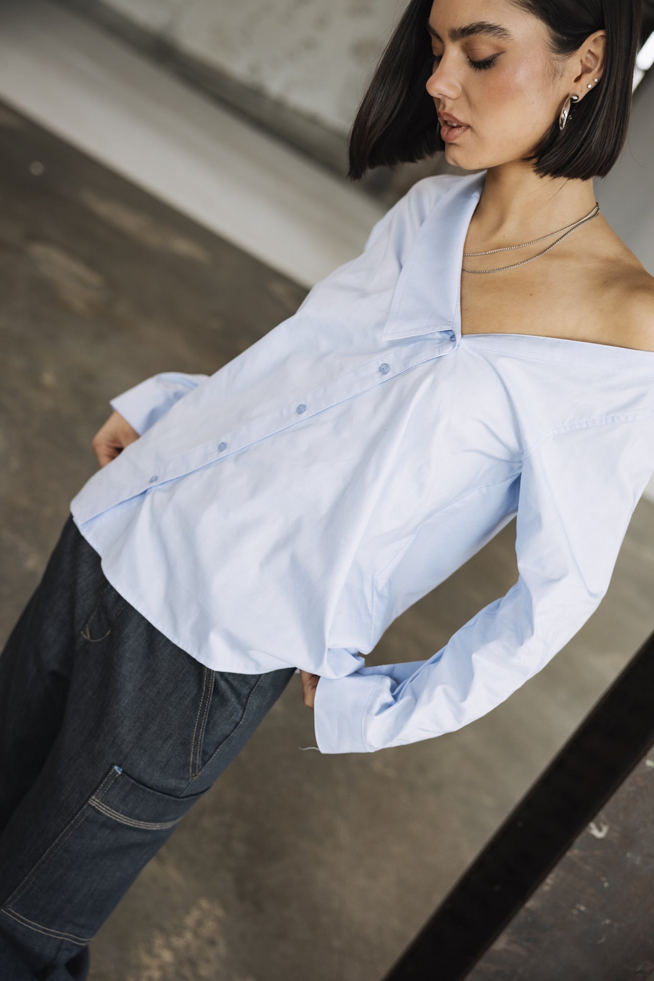 

Camisa asimétrica Mujer Hazel Poplin xenon blue | Freeman T. Porter