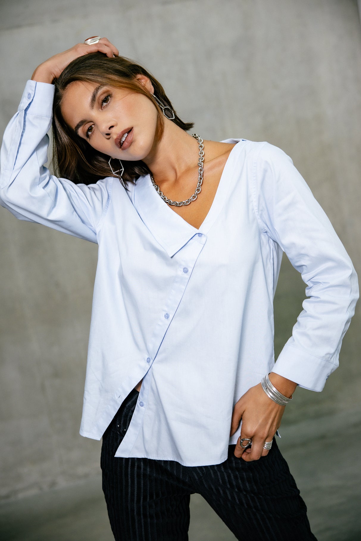 

Camisa asimétrica Mujer Hazel Poplin xenon blue | Freeman T. Porter