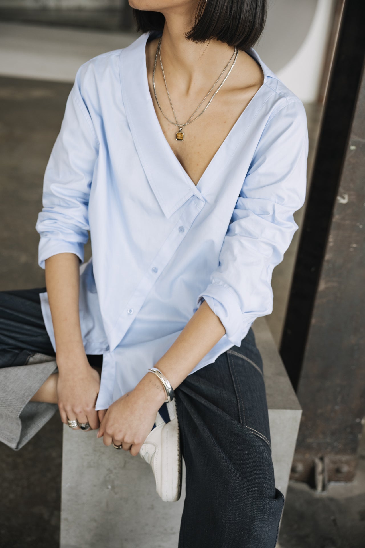 

Camisa asimétrica Mujer Hazel Poplin xenon blue | Freeman T. Porter