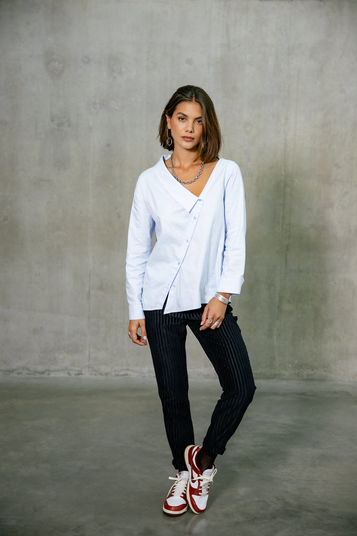

Camisa asimétrica Mujer Hazel Poplin xenon blue | Freeman T. Porter