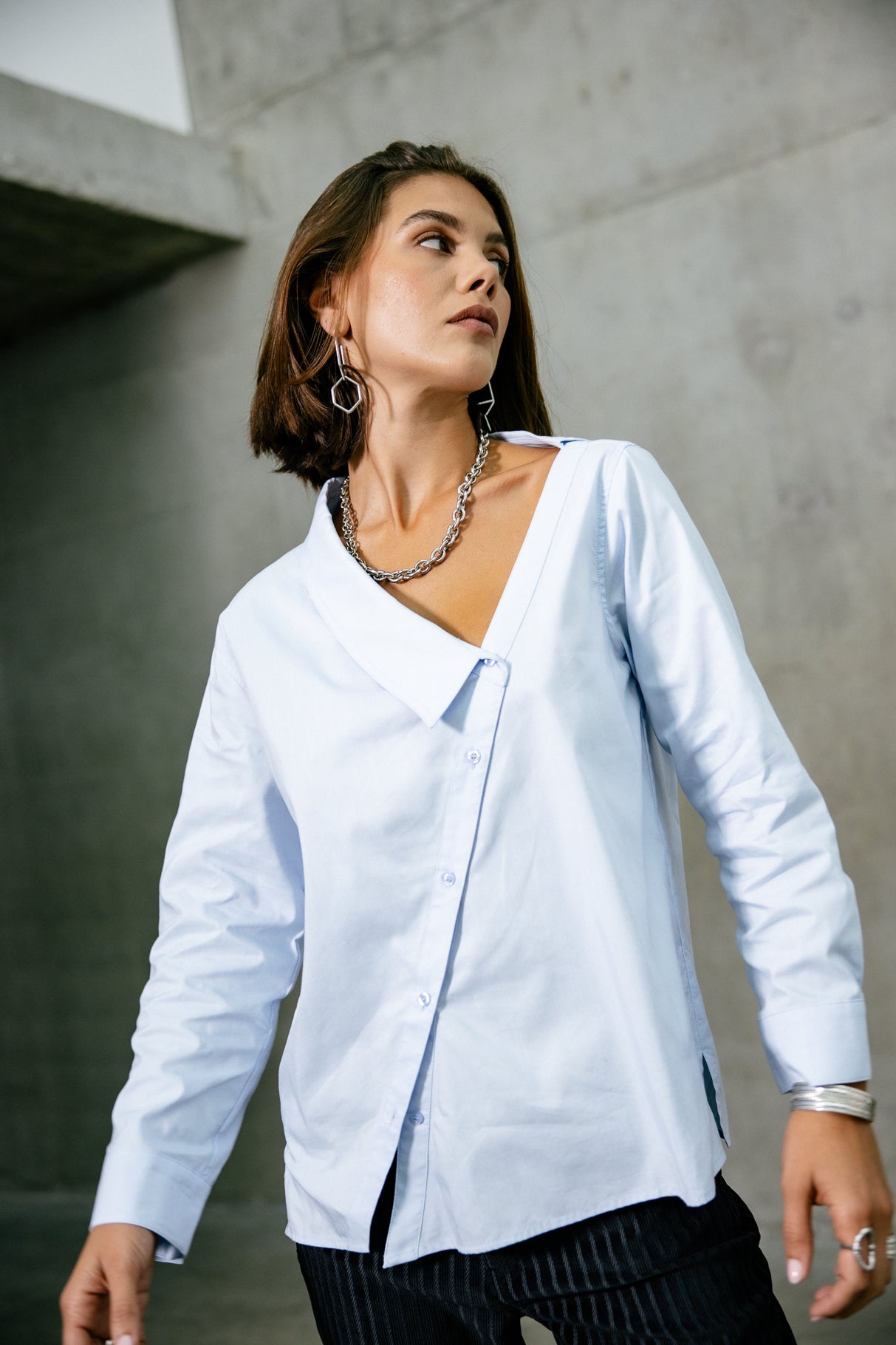 

Camisa asimétrica Mujer Hazel Poplin xenon blue | Freeman T. Porter