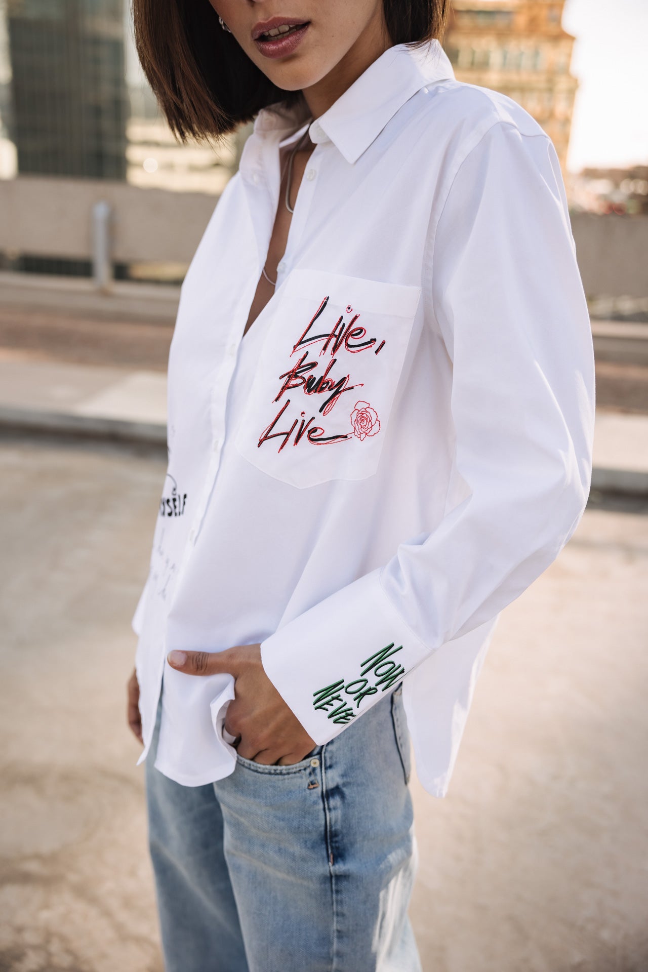 

Chemise brodée Femme Chestine Boyfriend Graf snow white | Freeman T. Porter