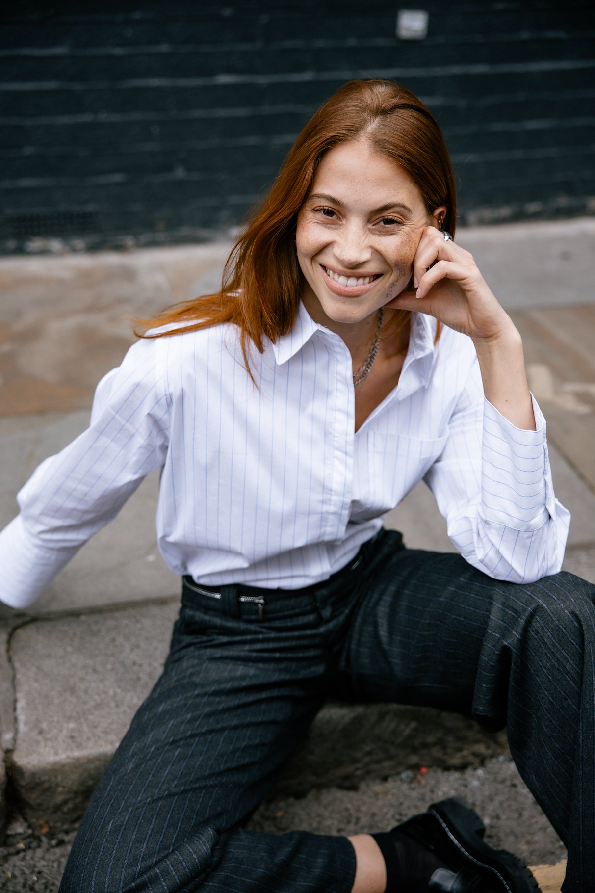 

Camisa a rayas y bordada Mujer Chestine Boyfriend white | Freeman T. Porter