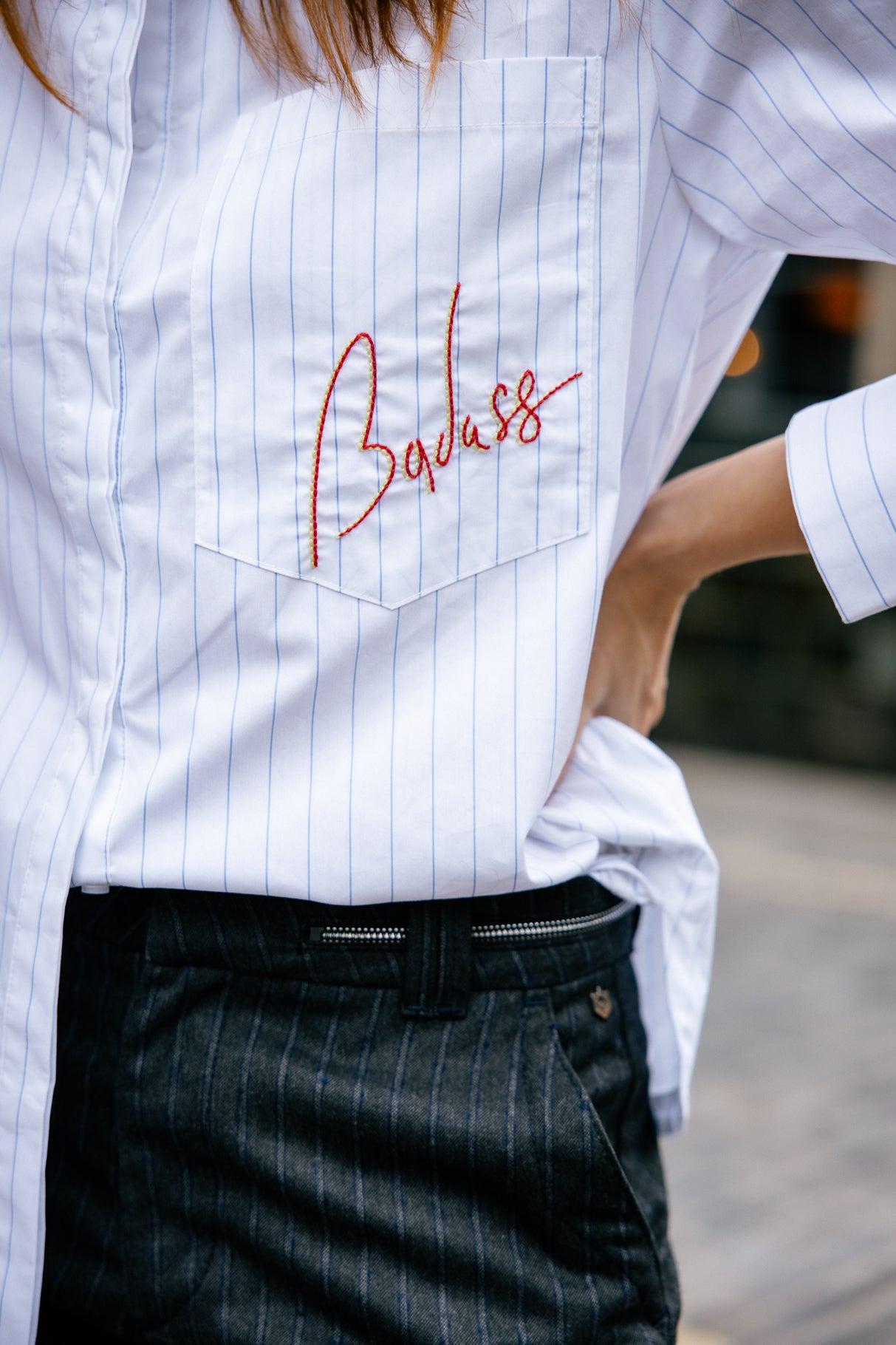 

Camisa a rayas y bordada Mujer Chestine Boyfriend white | Freeman T. Porter