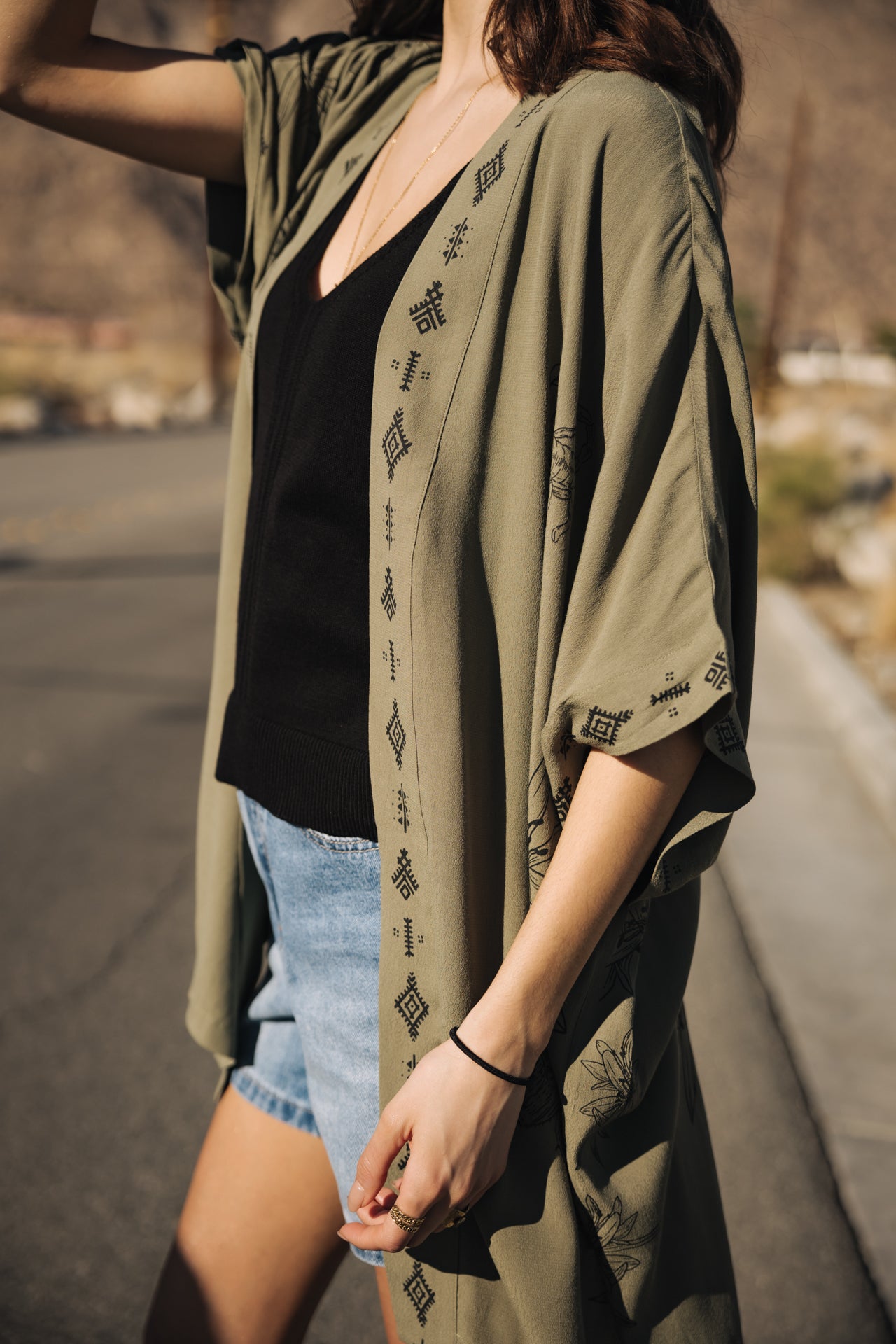 

Kimono estampado Mujer Kanna Sahara Trip deep lichen green | Freeman T. Porter
