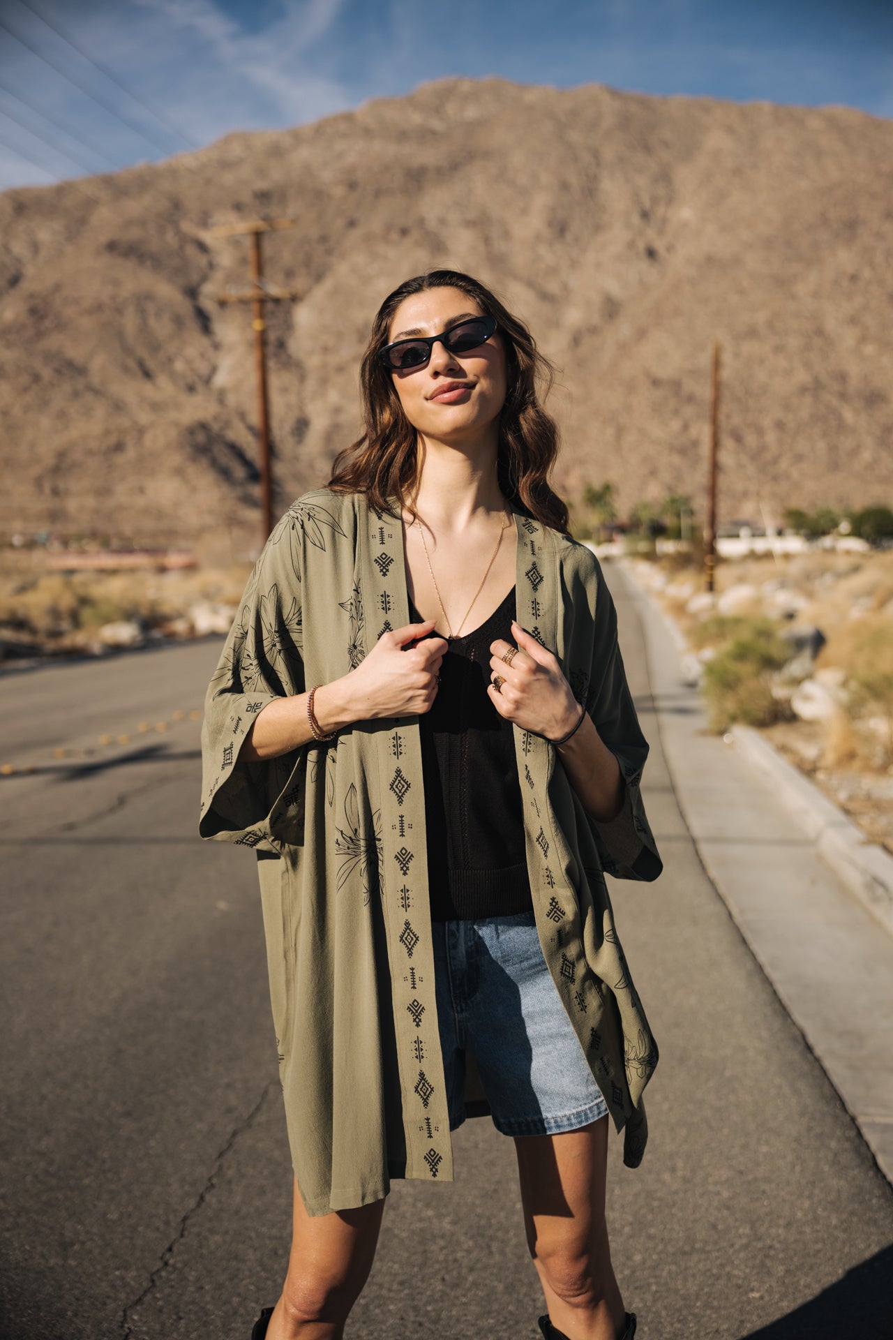 

Kimono estampado Mujer Kanna Sahara Trip deep lichen green | Freeman T. Porter