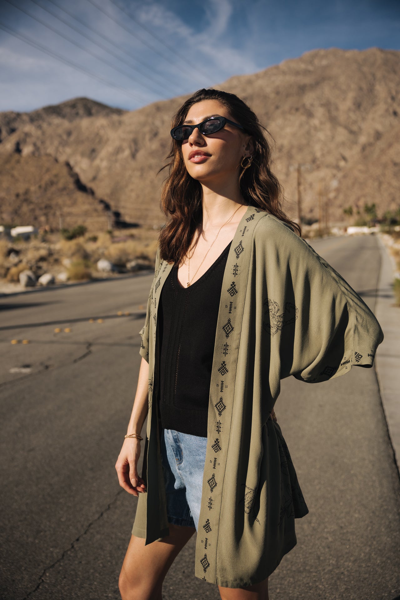 

Kimono estampado Mujer Kanna Sahara Trip deep lichen green | Freeman T. Porter