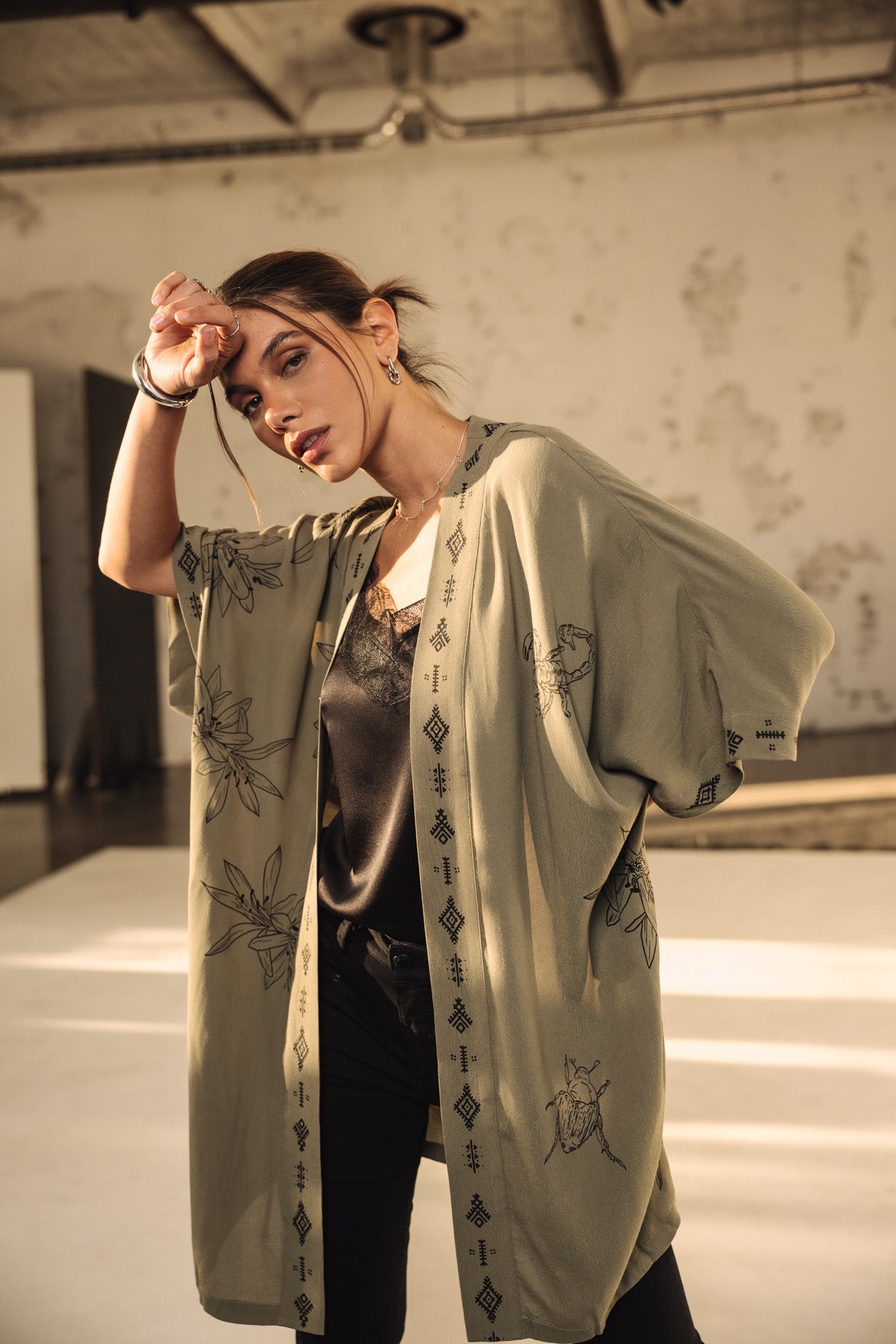 

Kimono estampado Mujer Kanna Sahara Trip deep lichen green | Freeman T. Porter